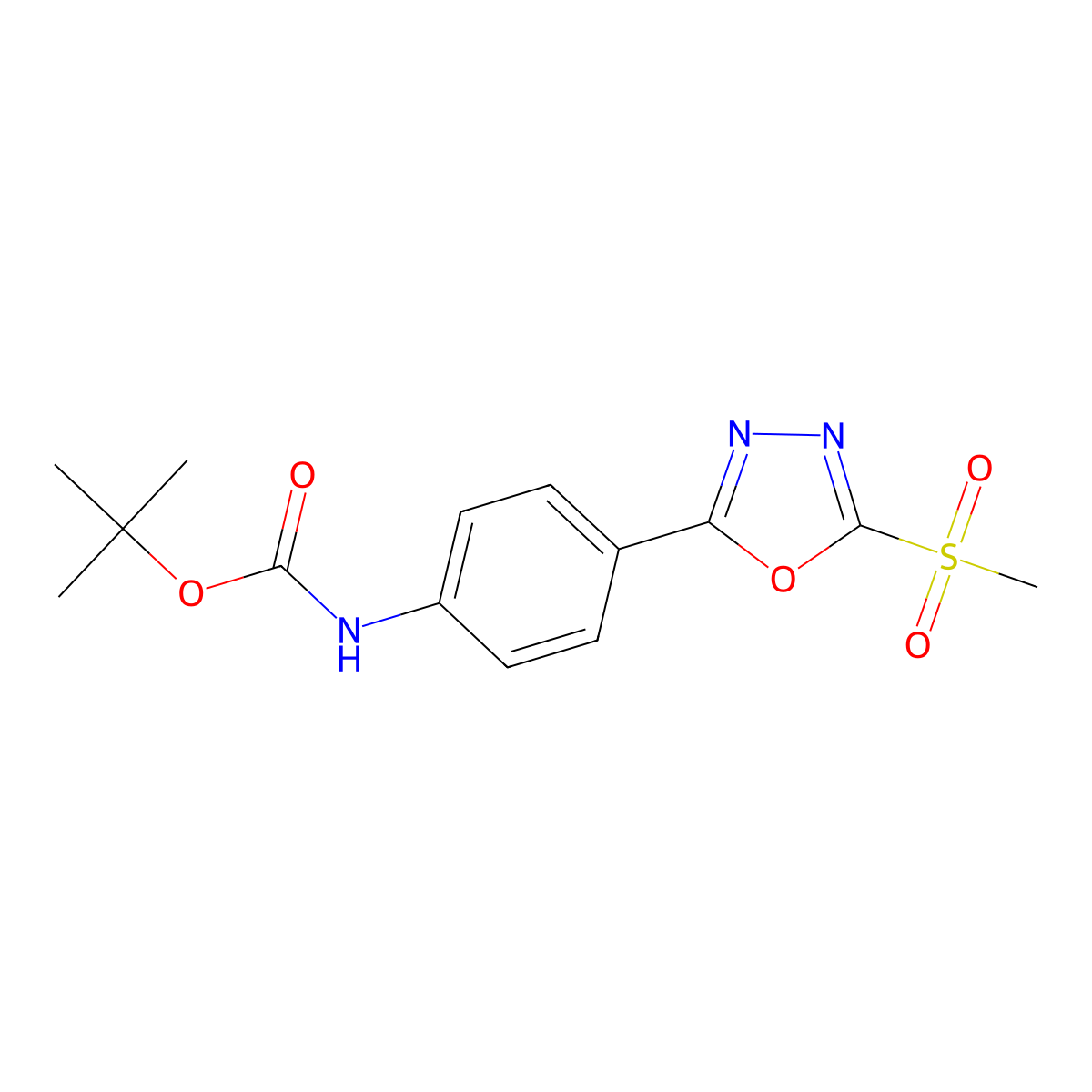 tert-Butyl (4-(5-(methylsulfonyl)-1,3,4-oxadiazol-2-yl)phenyl)carbamate molecular structure, CAS 1858267-84-1