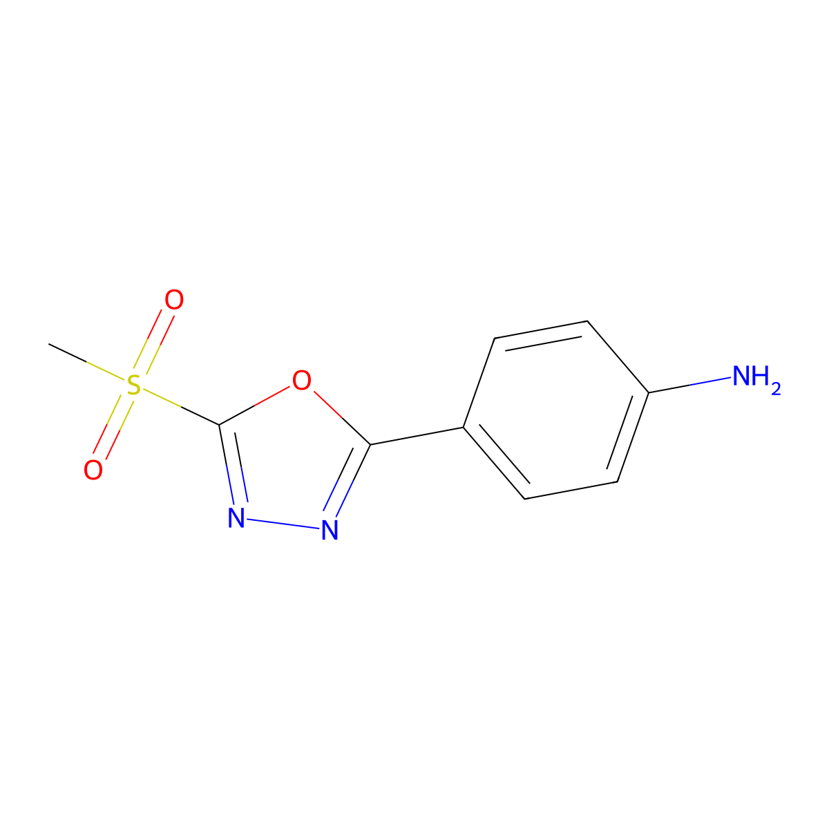4-(5-(Methylsulfonyl)-1,3,4-oxadiazol-2-yl)aniline molecular structure, CAS 1858267-88-5