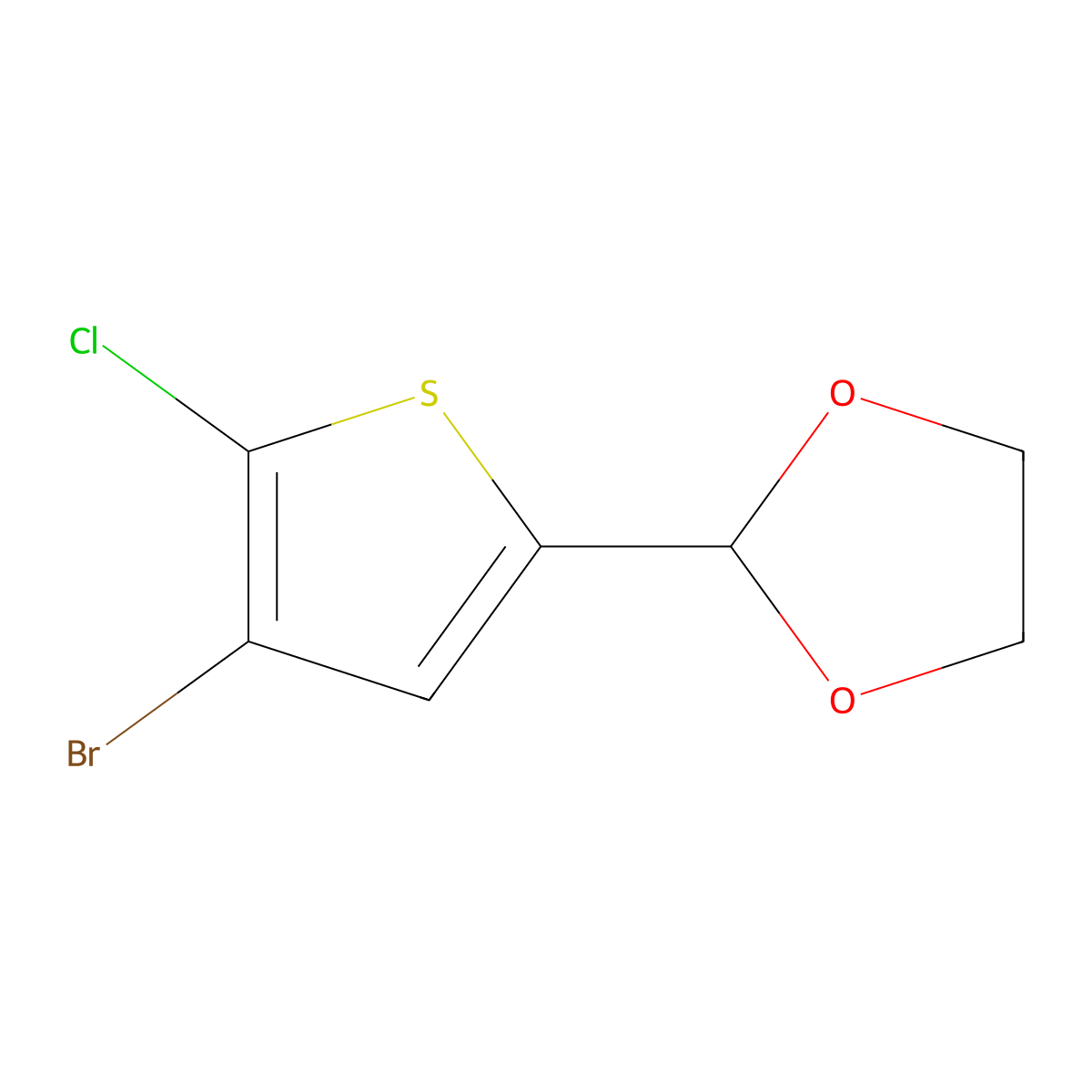 2-(4-Bromo-5-chloro-2-thienyl)-1,3-dioxolane molecular structure, CAS 1858269-98-3