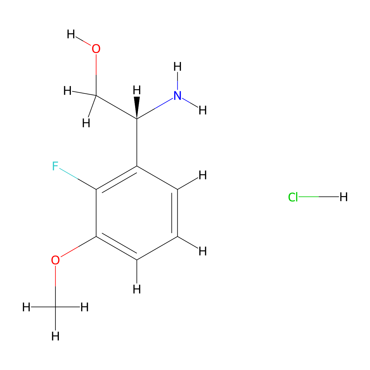 (2R)-2-amino-2-(2-fluoro-3-methoxyphenyl)ethan-1-ol HCl salt molecular structure, CAS 1858272-98-6