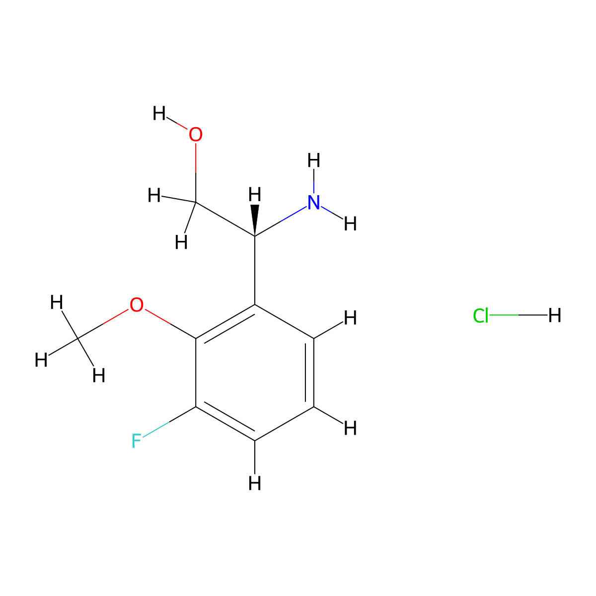 (R)-2-Amino-2-(3-fluoro-2-methoxyphenyl)ethan-1-ol hydrochloride molecular structure, CAS 1858273-05-8