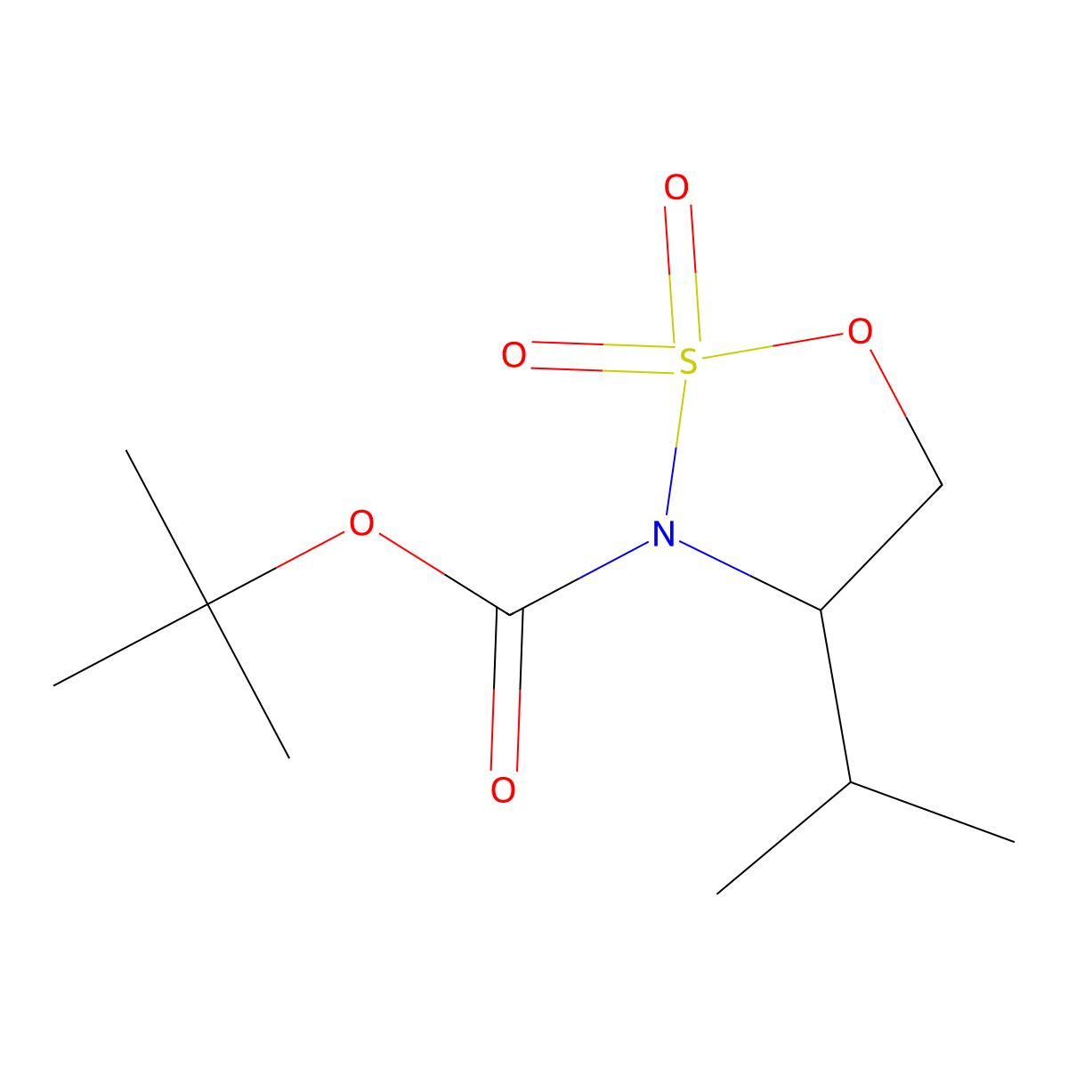 (4R)-2,2-Dioxido-4-isopropyl-1,2,3-oxathiazolidine, N-BOC protected molecular structure, CAS 1858273-22-9