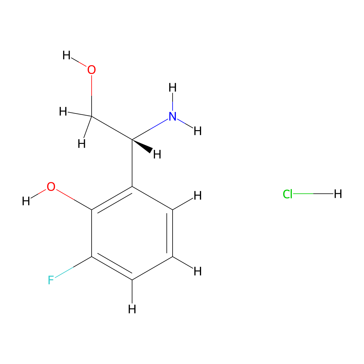 (R)-2-(1-Amino-2-hydroxyethyl)-6-fluorophenol hydrochloride molecular structure, CAS 1858273-60-5