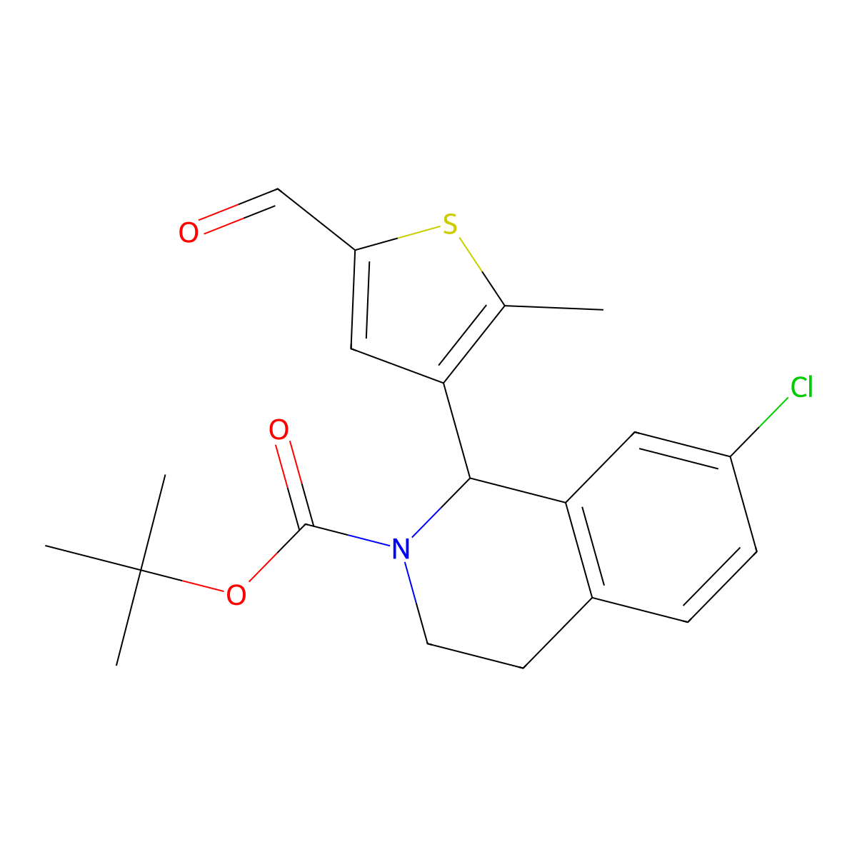 tert-Butyl 7-chloro-1-(5-formyl-2-methylthiophen-3-yl)-3,4-dihydroisoquinoline-2(1H)-carboxylate molecular structure, CAS 1858275-13-4
