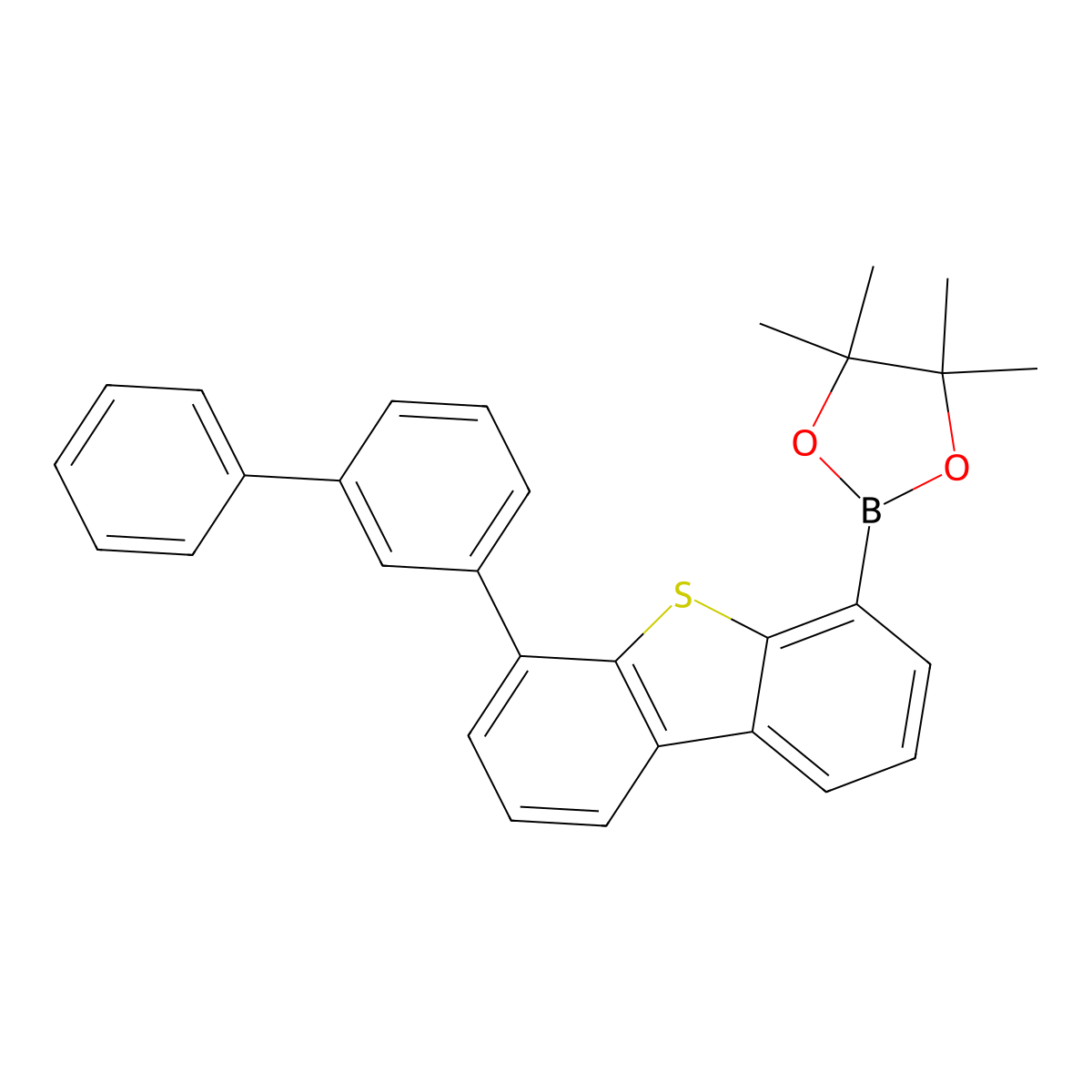 2-(6-([1,1'-Biphenyl]-3-yl)dibenzo[b,d]thiophen-4-yl)-4,4,5,5-tetramethyl-1,3,2-dioxaborolane molecular structure, CAS 1858289-64-1