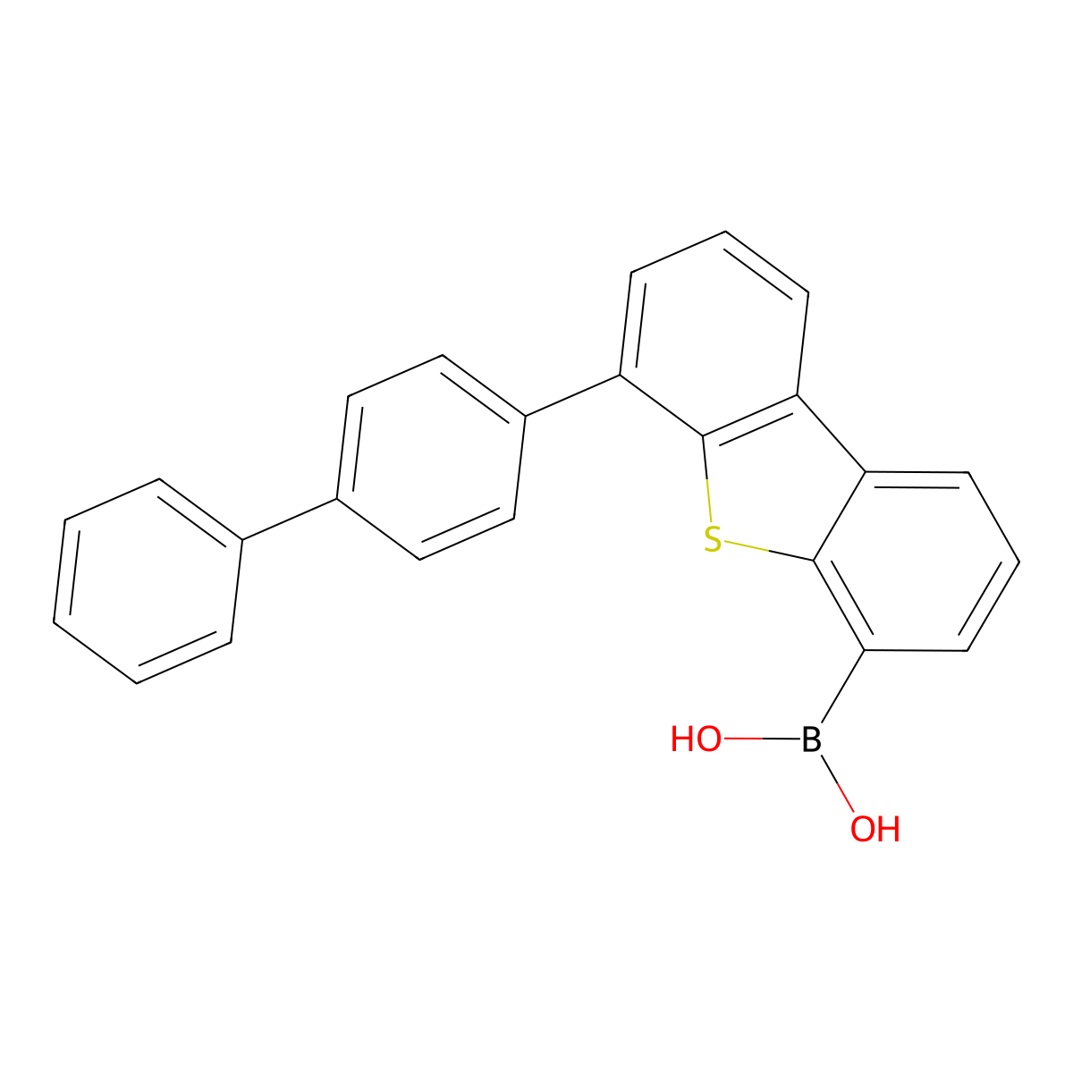 (6-([1,1'-Biphenyl]-4-yl)dibenzo[b,d]thiophen-4-yl)boronic acid molecular structure, CAS 1858289-81-2