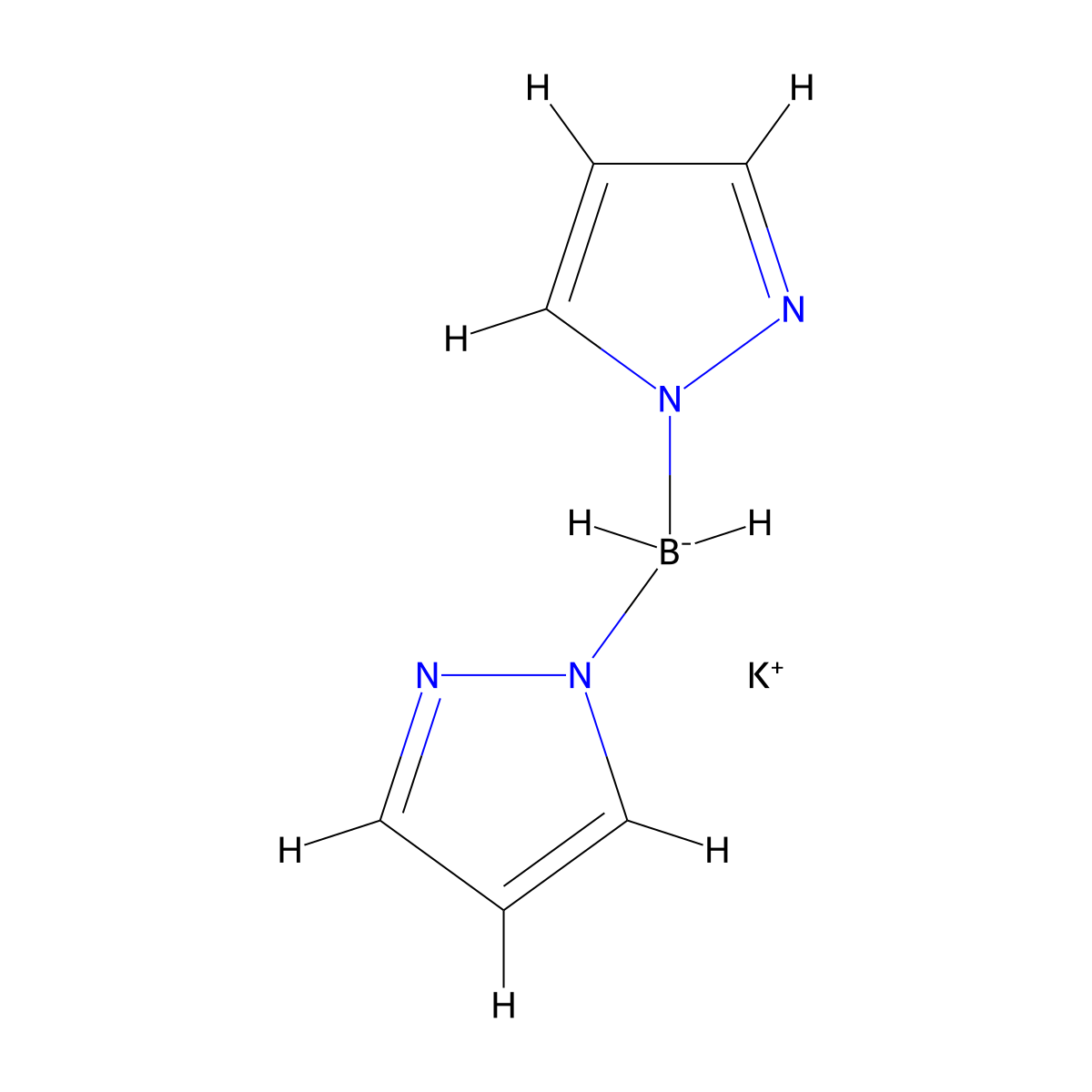Potassium dihydridodi(1H-pyrazol-1-yl)borate(1-) molecular structure, CAS 18583-59-0