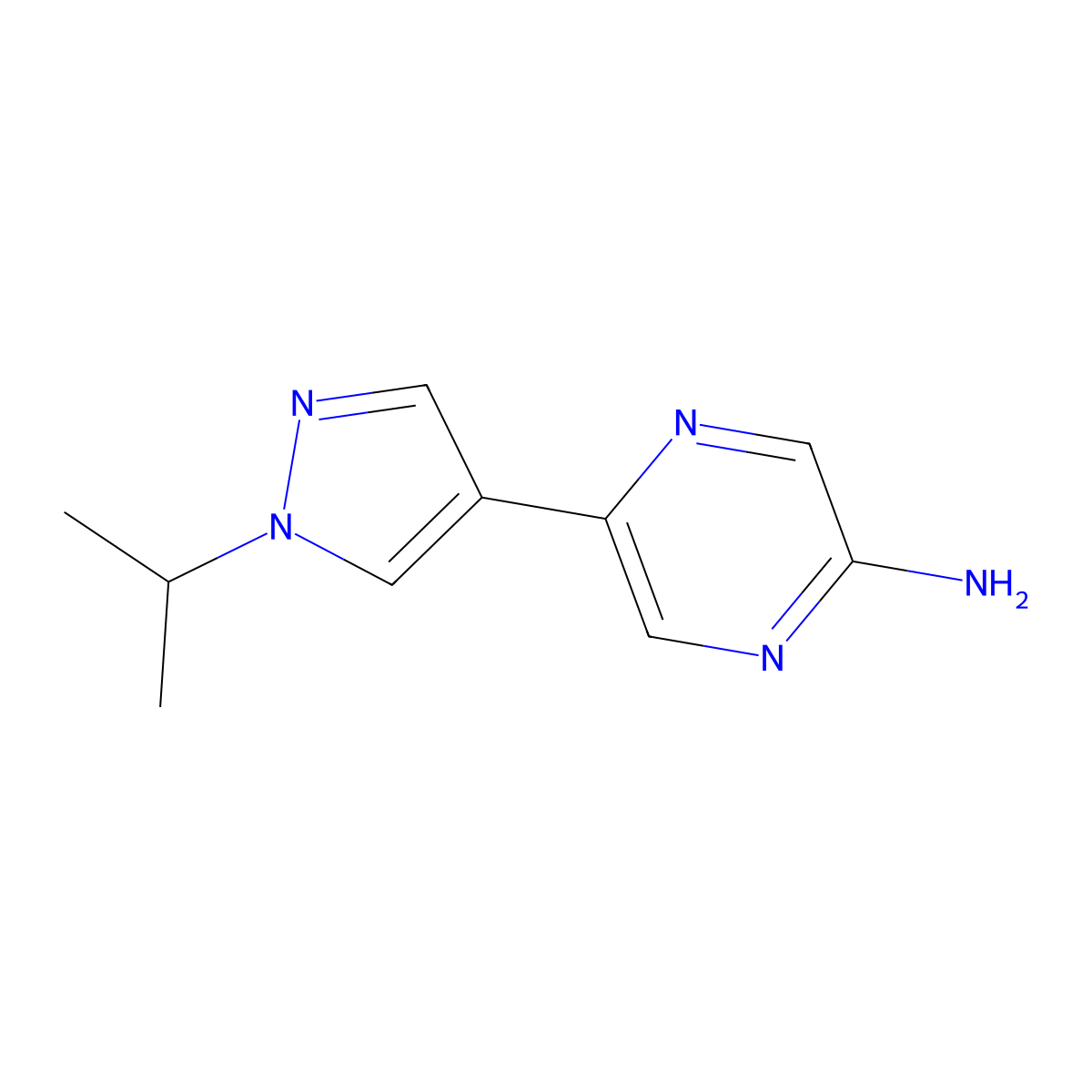 5-(1-Isopropyl-1H-pyrazol-4-YL)pyrazin-2-amine molecular structure, CAS 1858352-07-4