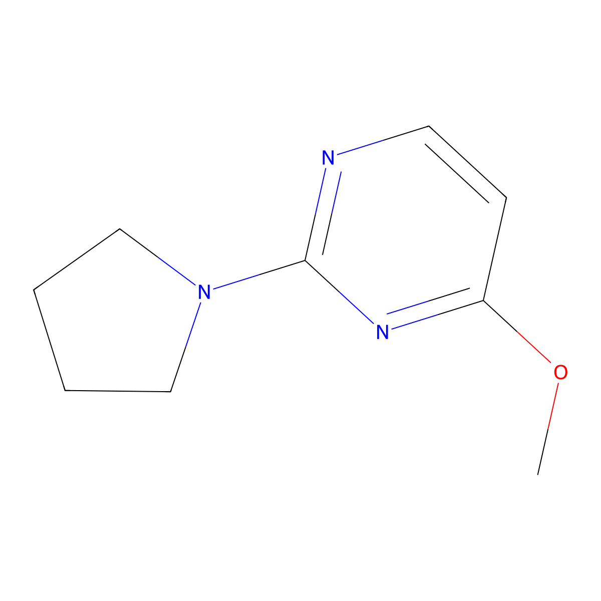 4-Methoxy-2-(pyrrolidin-1-yl)pyrimidine molecular structure, CAS 1858362-69-2