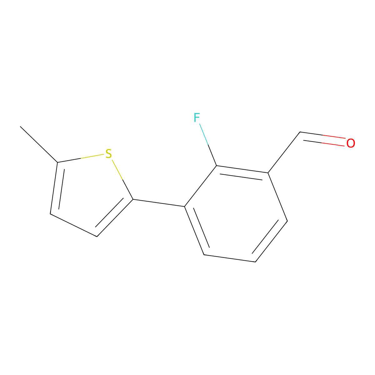 2-Fluoro-3-(5-methylthiophen-2-yl)benzaldehyde molecular structure, CAS 1858374-06-7