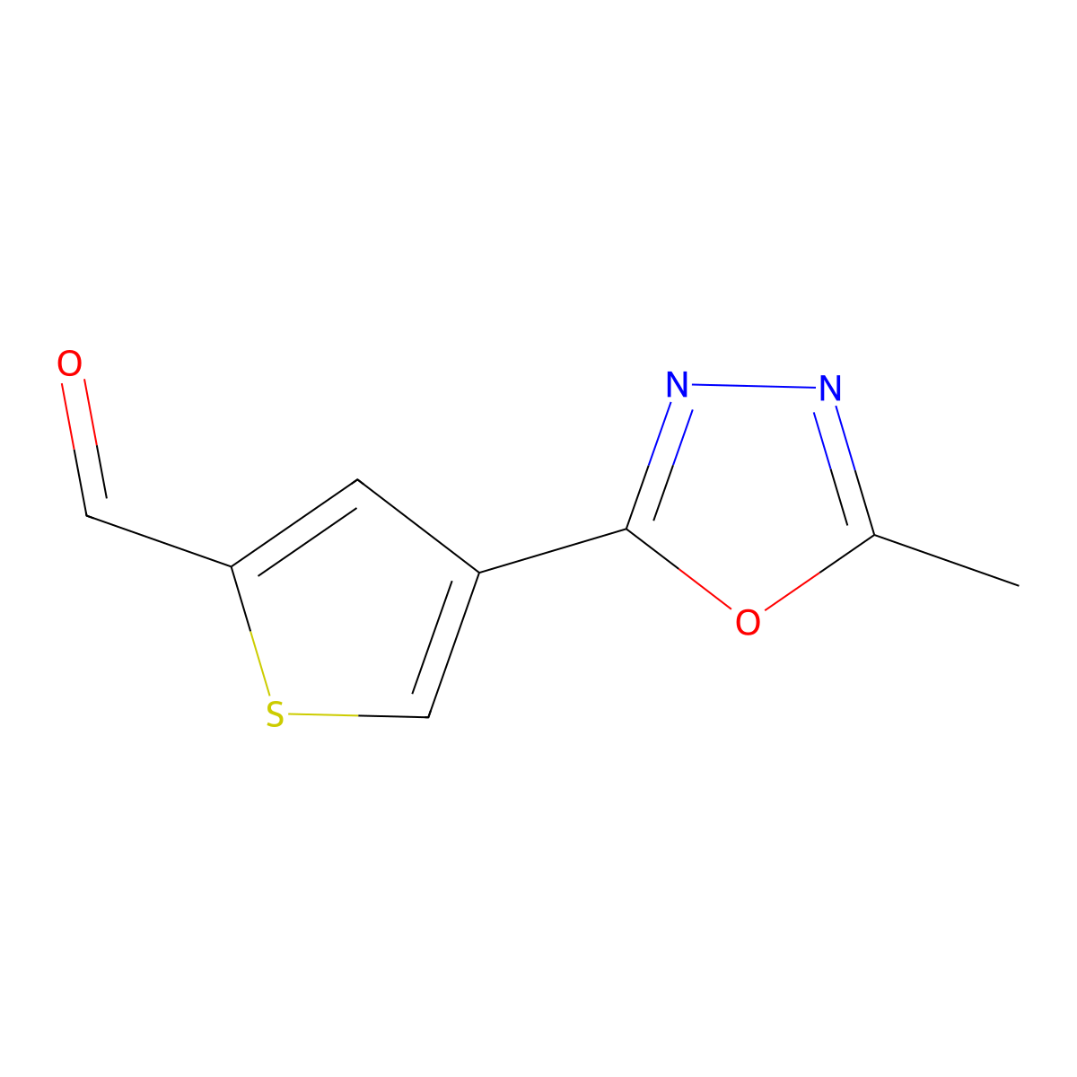 4-(5-Methyl-1,3,4-oxadiazol-2-yl)thiophene-2-carbaldehyde molecular structure, CAS 1858375-72-0