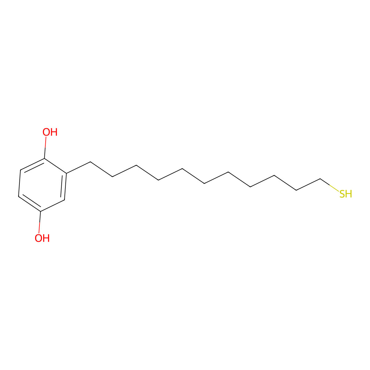 2-(11-Sulfanylundecyl)benzene-1,4-diol molecular structure, CAS 185839-47-8