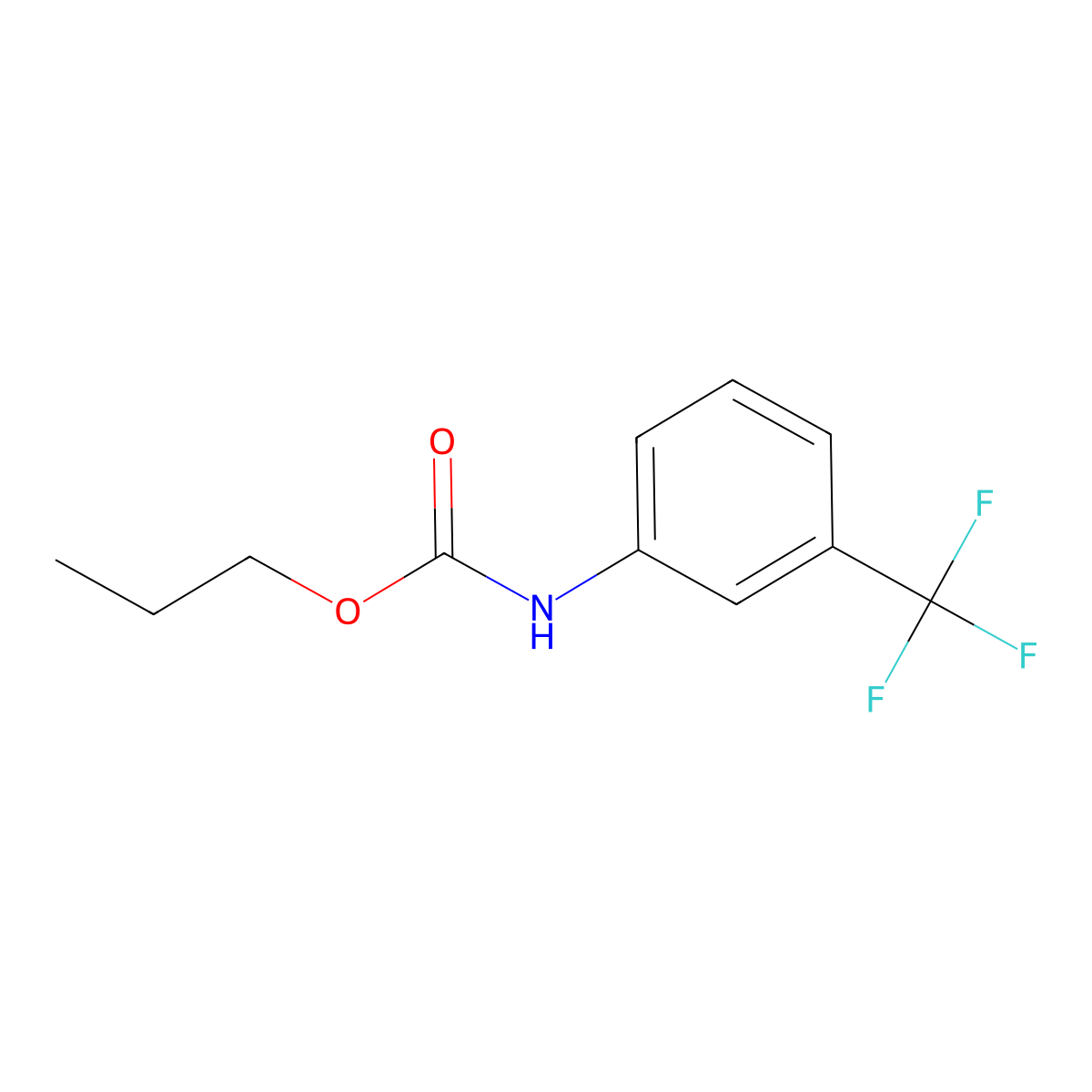 propyl N-[3-(trifluoromethyl)phenyl]carbamate molecular structure, CAS 18584-95-7