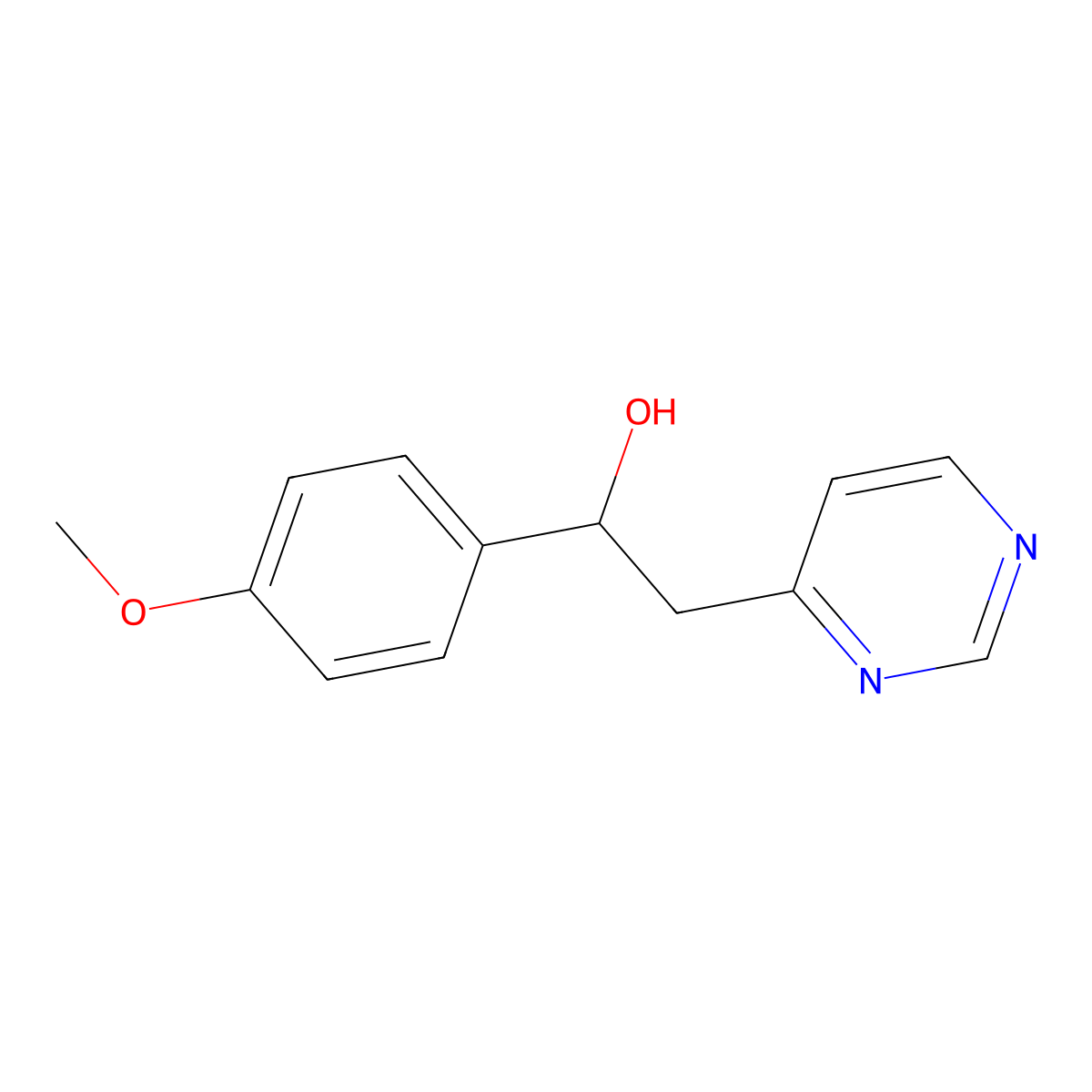 1-(4-Methoxyphenyl)-2-(pyrimidin-4-yl)ethanol molecular structure, CAS 185848-10-6