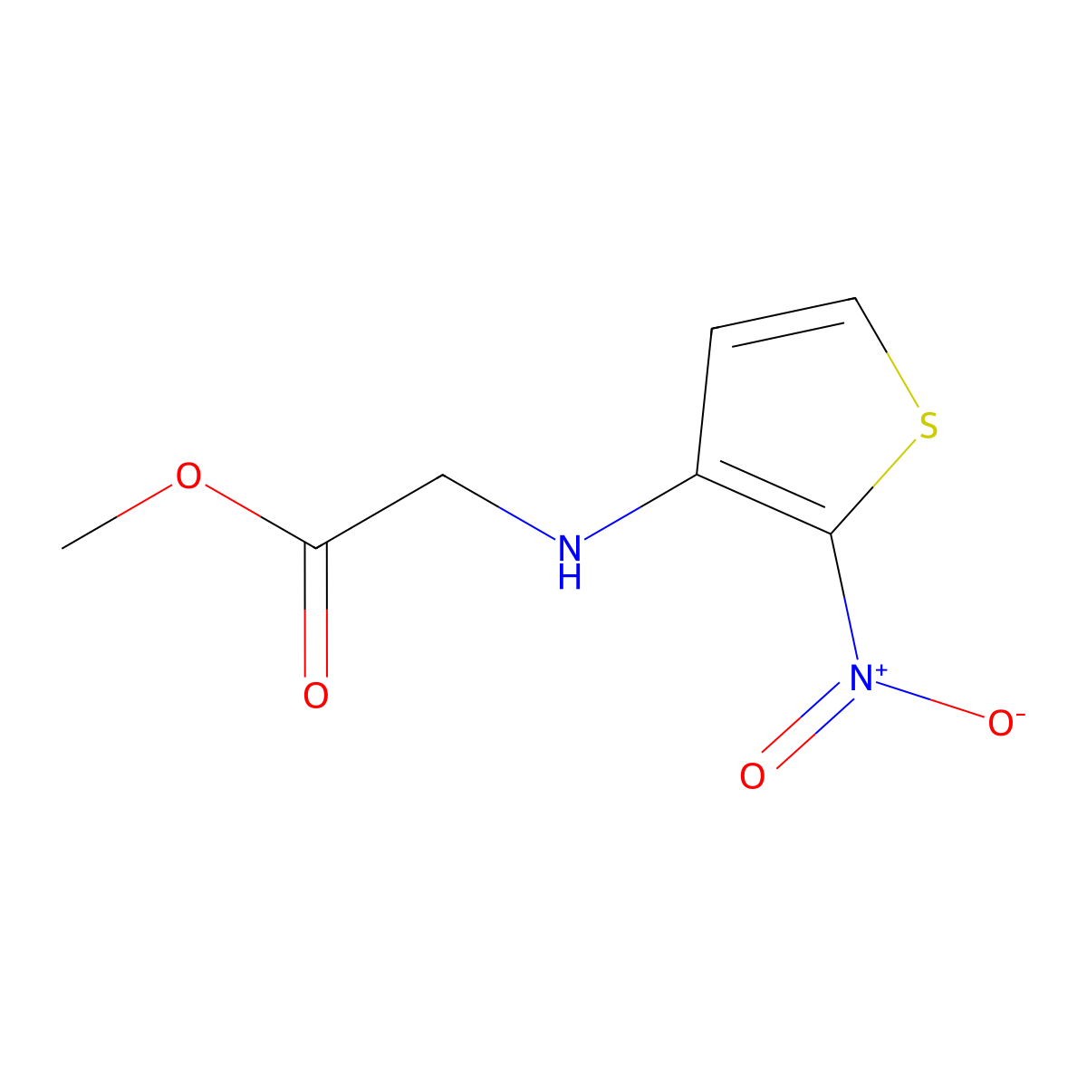 Methyl 2-[(2-nitrothiophen-3-yl)amino]acetate molecular structure, CAS 1858496-58-8