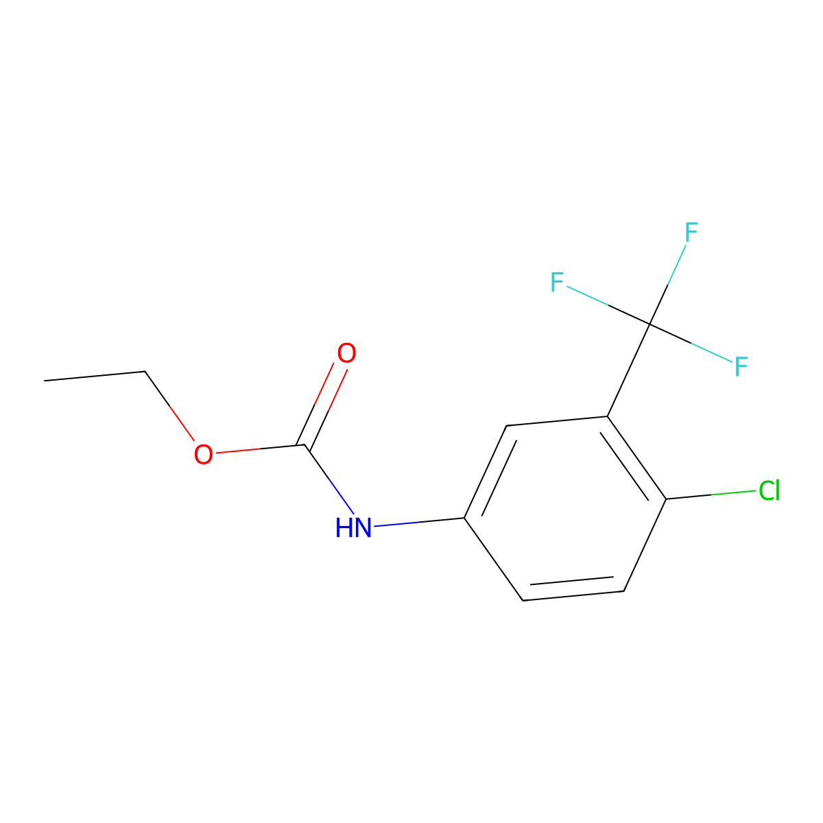 Ethyl 4-chloro-3-trifluoromethylcarbanilate molecular structure, CAS 18585-06-3