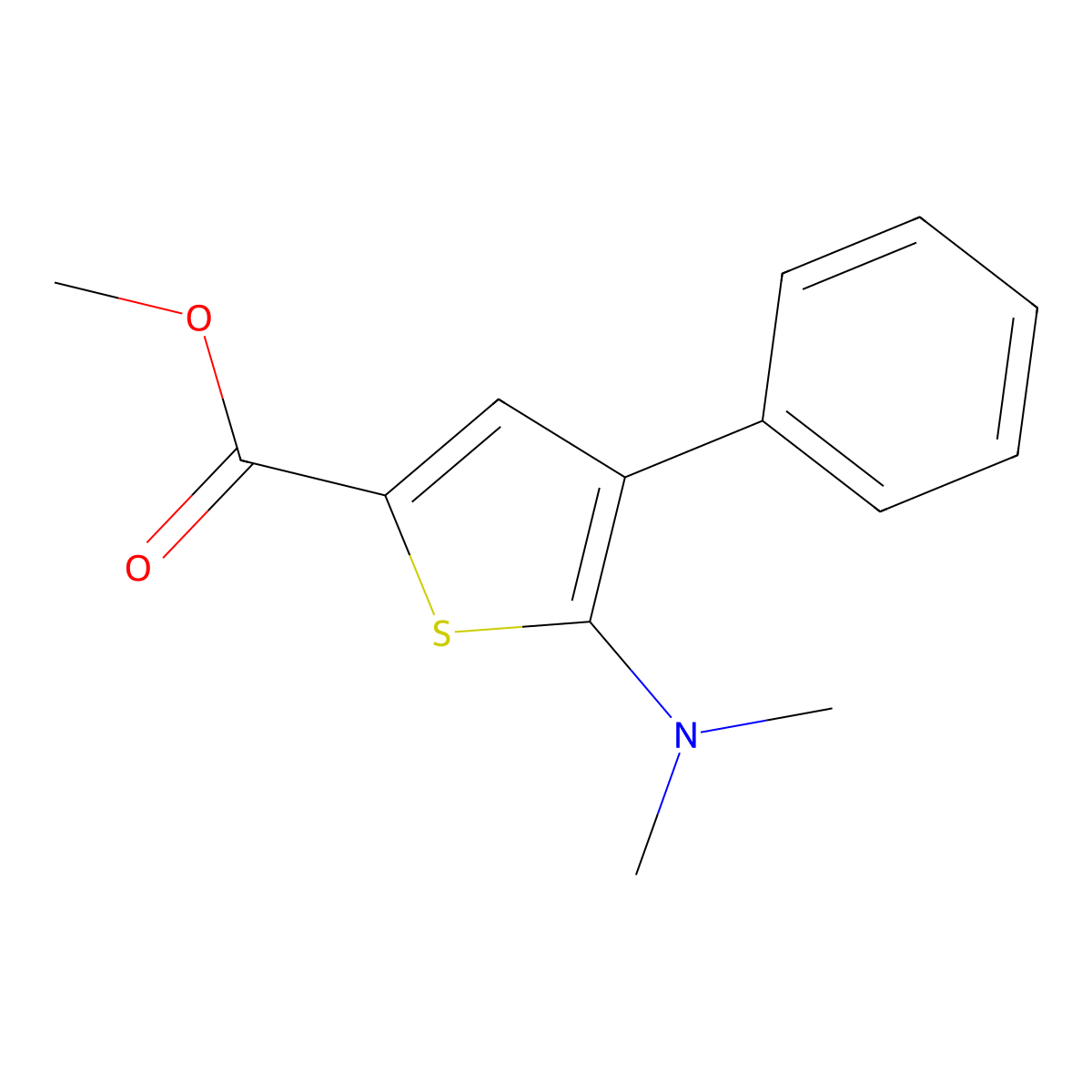 Methyl 5-(dimethylamino)-4-phenyl-2-thiophenecarboxylate molecular structure, CAS 185851-98-3