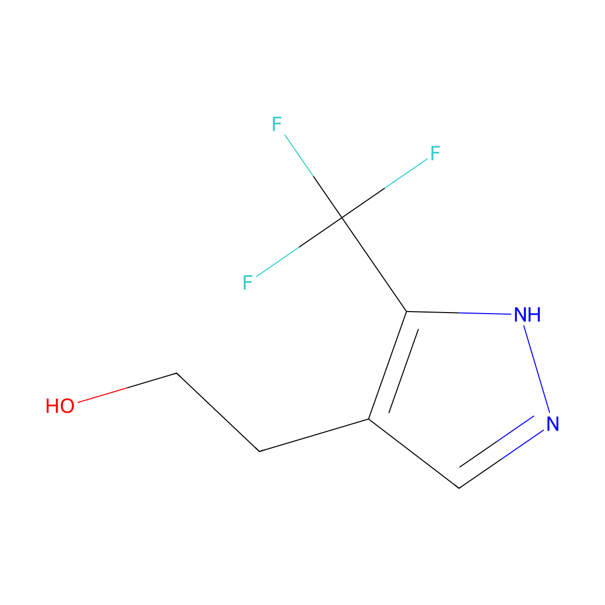 2-[3-(trifluoromethyl)-1H-pyrazol-4-yl]ethan-1-ol molecular structure, CAS 185853-85-4
