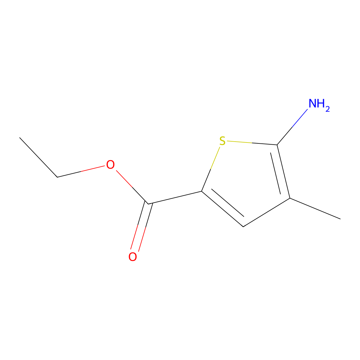 Ethyl 5-amino-4-methylthiophene-2-carboxylate molecular structure, CAS 1858537-35-5