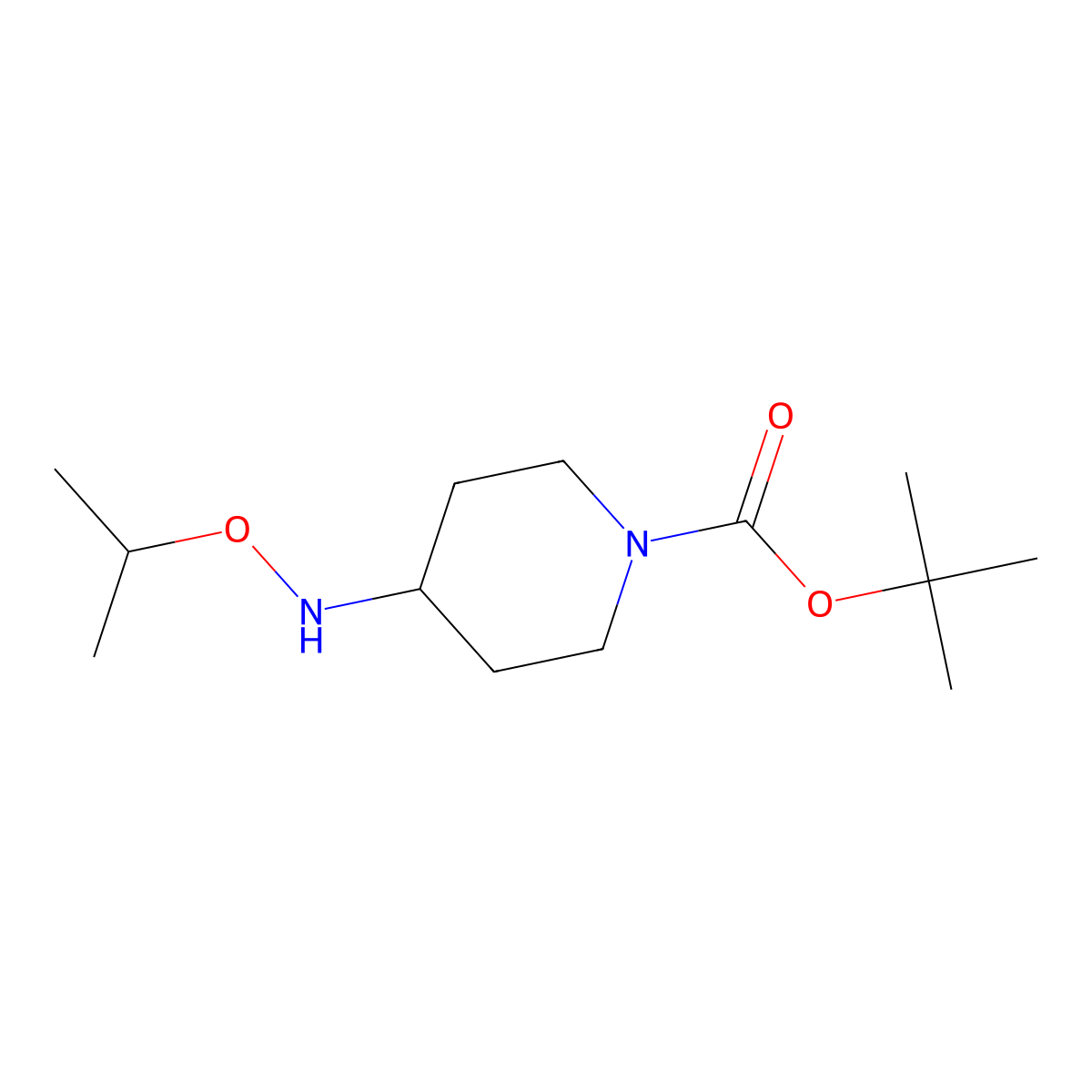 Tert-butyl 4-[(propan-2-yloxy)amino]piperidine-1-carboxylate molecular structure, CAS 1858539-50-0