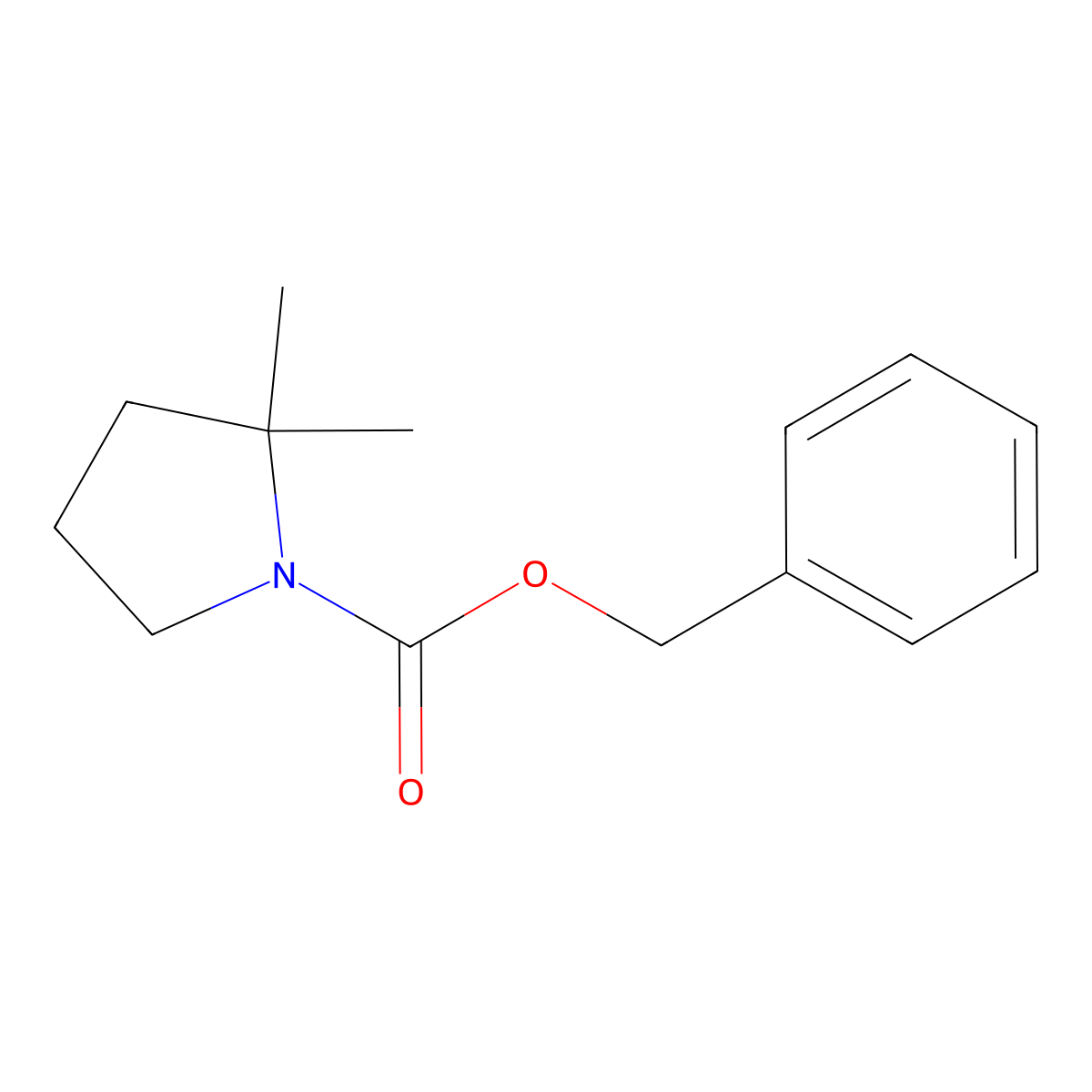 Benzyl 2,2-dimethylpyrrolidine-1-carboxylate molecular structure, CAS 1858543-98-2