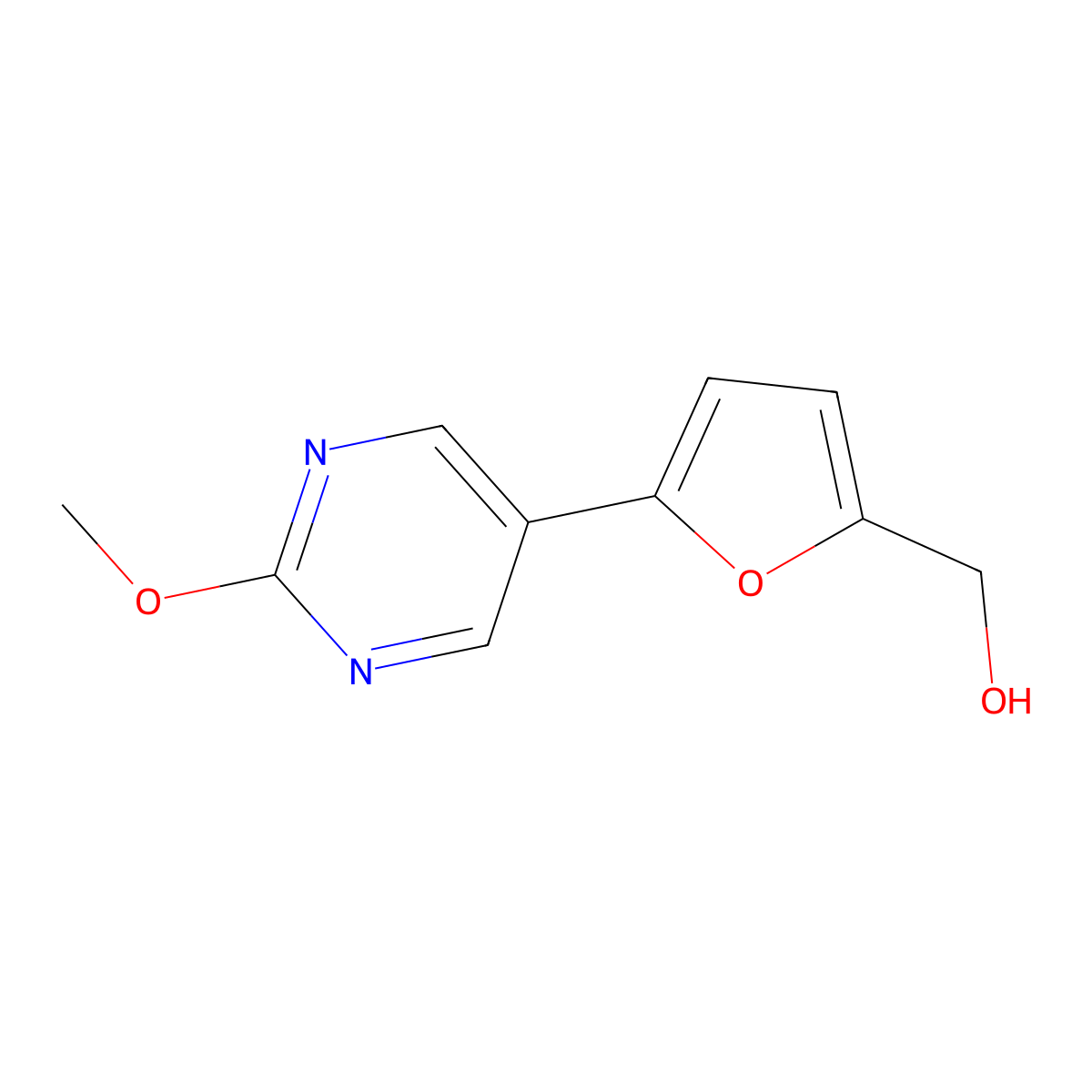 5-(2-Methoxy-5-pyrimidinyl)-2-furanmethanol molecular structure, CAS 1858575-83-3