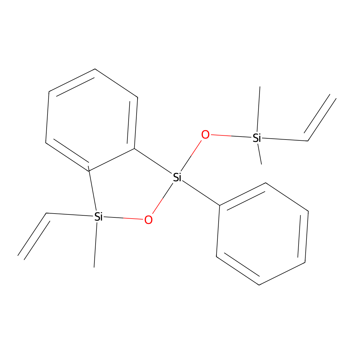 Trisiloxane, 1,5-diethenyl-1,1,5,5-tetramethyl-3,3-diphenyl- molecular structure, CAS 18586-22-6