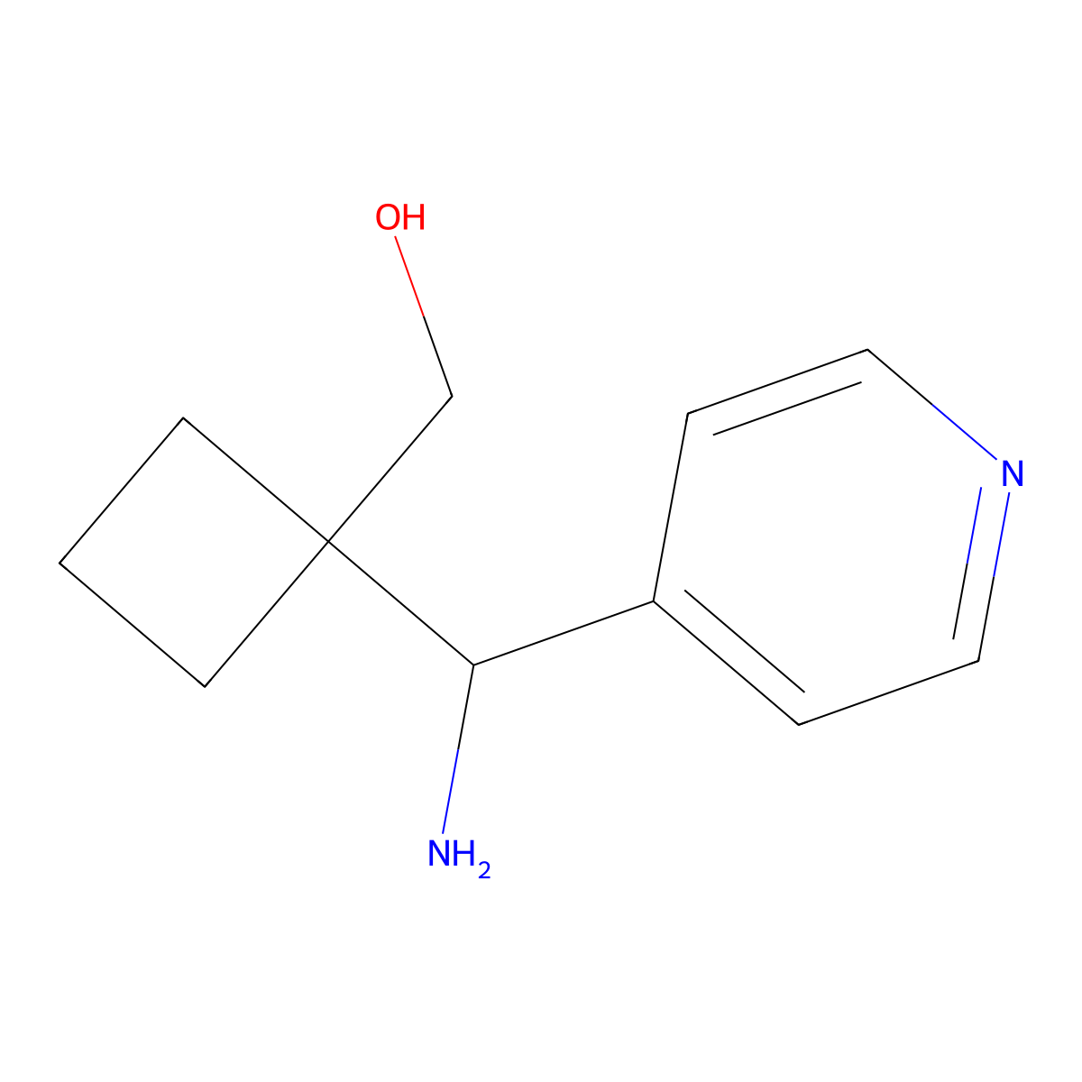 {1-[Amino(pyridin-4-yl)methyl]cyclobutyl}methanol molecular structure, CAS 1858609-66-1