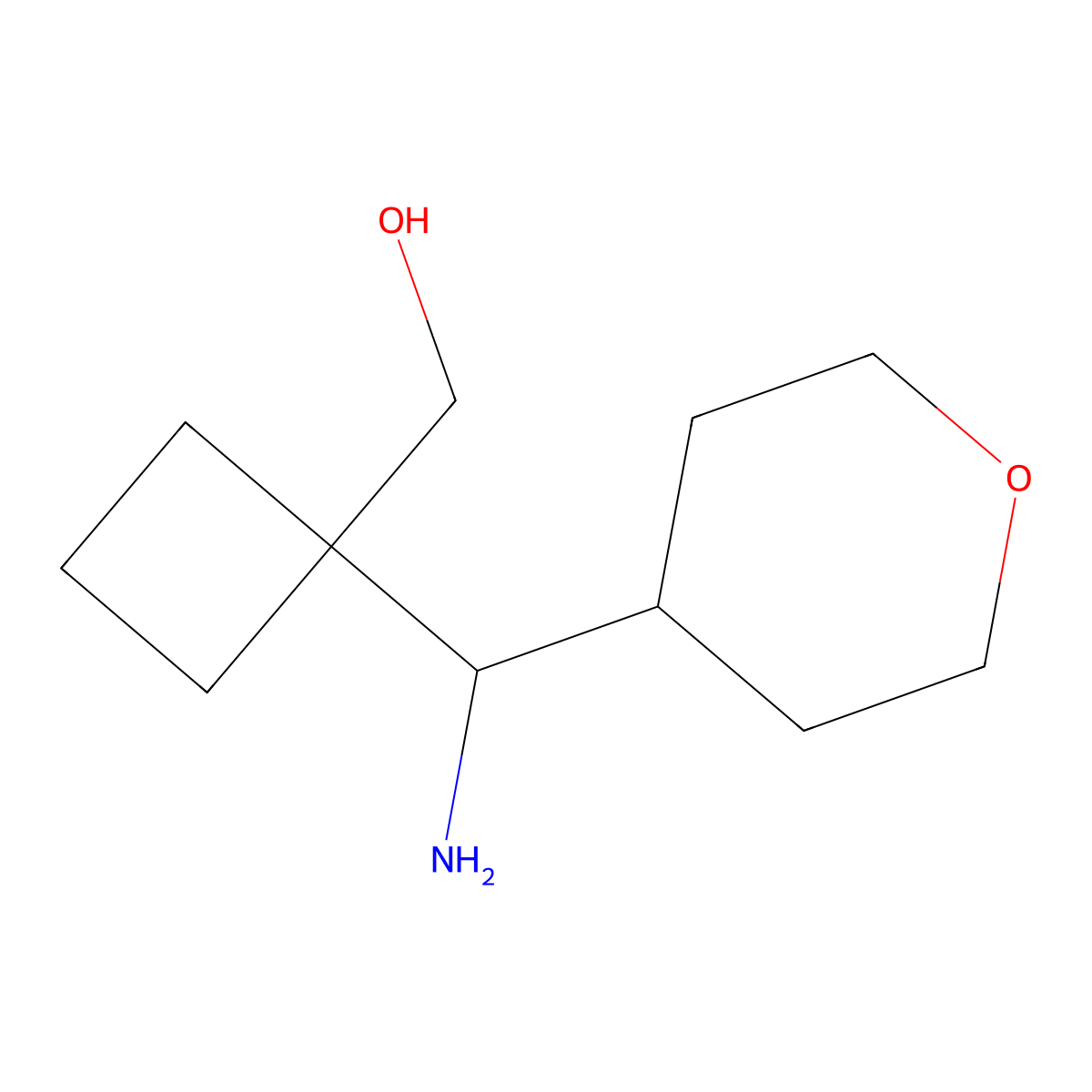 {1-[Amino(oxan-4-yl)methyl]cyclobutyl}methanol molecular structure, CAS 1858609-79-6