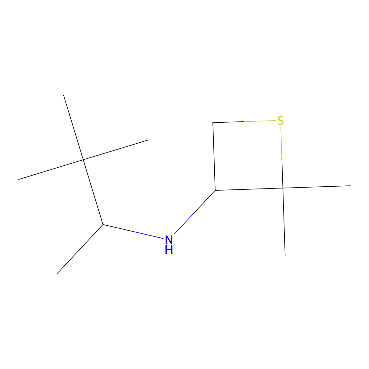 N-(3,3-Dimethylbutan-2-yl)-2,2-dimethylthietan-3-amine molecular structure, CAS 1858613-62-3