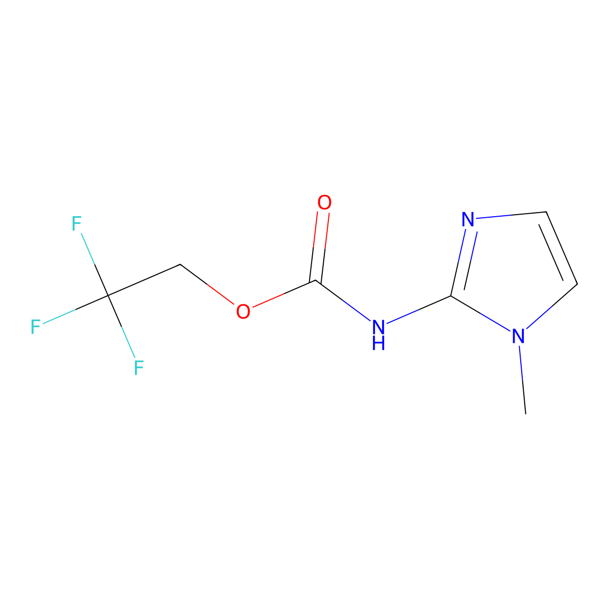 2,2,2-trifluoroethyl N-(1-methyl-1H-imidazol-2-yl)carbamate molecular structure, CAS 1858619-48-3
