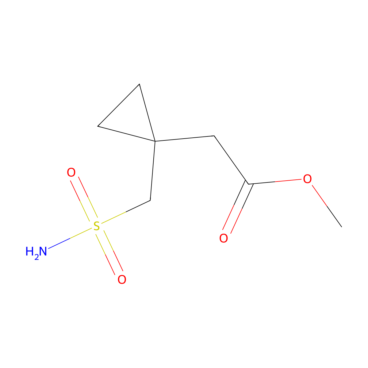 Methyl 2-[1-(sulfamoylmethyl)cyclopropyl]acetate molecular structure, CAS 1858654-25-7
