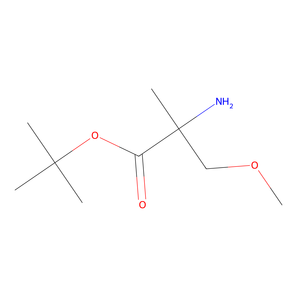 Tert-butyl 2-amino-3-methoxy-2-methylpropanoate molecular structure, CAS 1858666-54-2