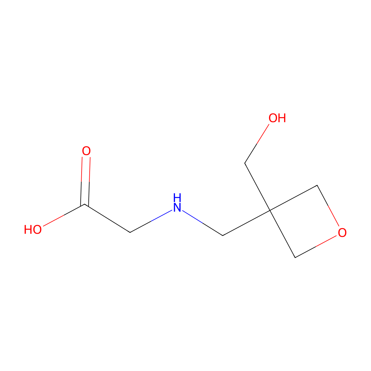 2-({[3-(Hydroxymethyl)oxetan-3-yl]methyl}amino)acetic acid molecular structure, CAS 1858707-92-2