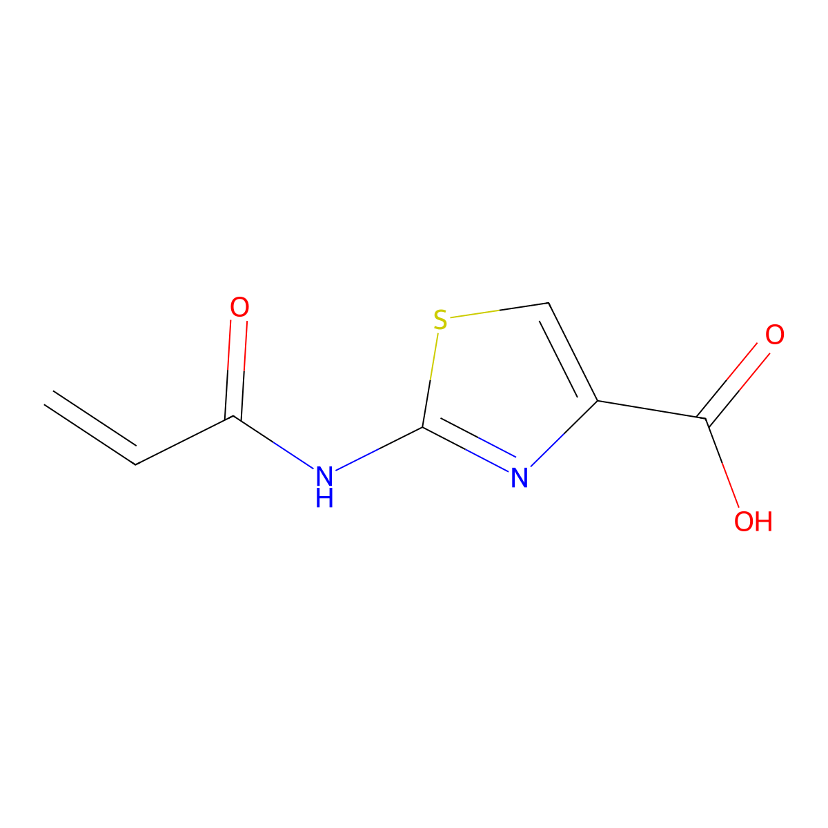 2-(Prop-2-enamido)-1,3-thiazole-4-carboxylic acid molecular structure, CAS 1858719-62-6