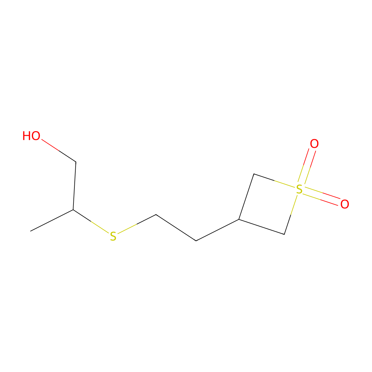3-(2-((1-Hydroxypropan-2-yl)thio)ethyl)thietane 1,1-dioxide molecular structure, CAS 1858752-83-6