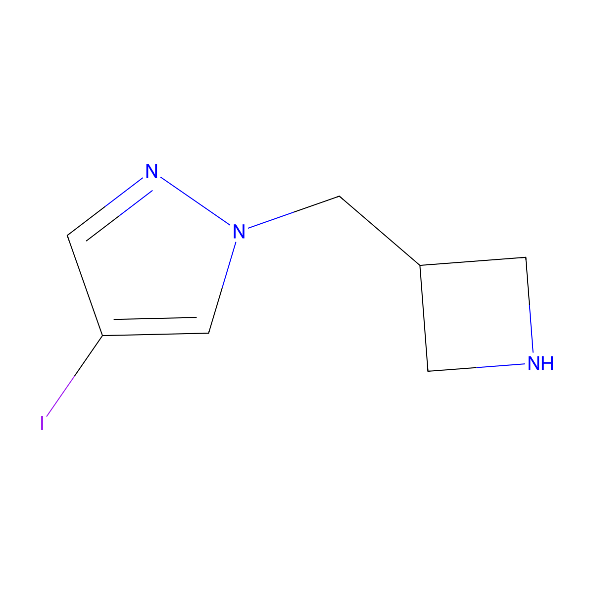 1-[(azetidin-3-yl)methyl]-4-iodo-1H-pyrazole molecular structure, CAS 1858757-79-5