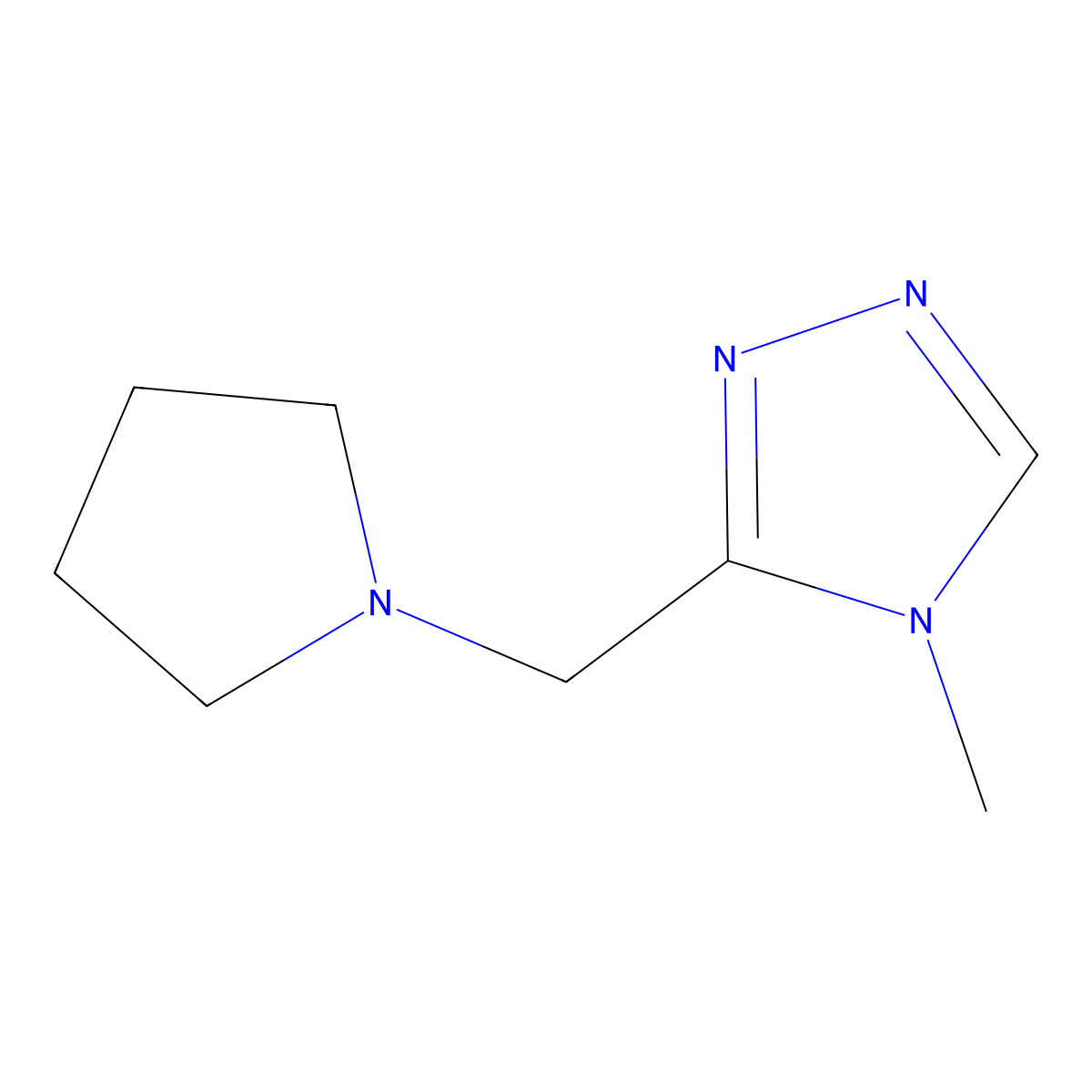 4-methyl-3-(pyrrolidin-1-ylmethyl)-4H-1,2,4-triazole molecular structure, CAS 1858768-35-0