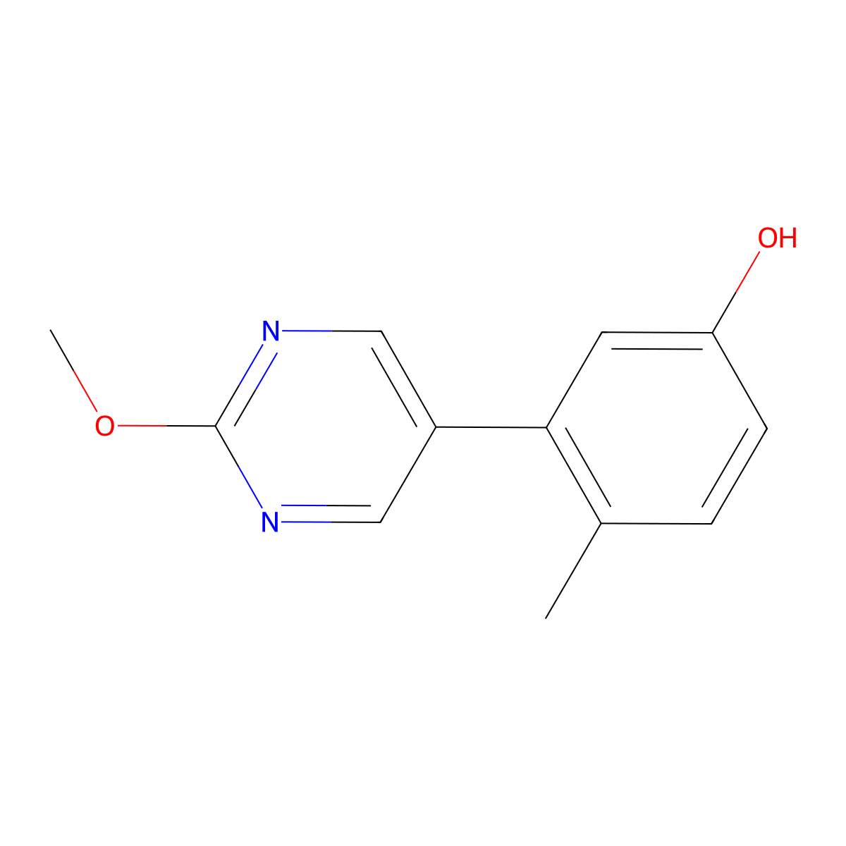 3-(2-Methoxy-5-pyrimidinyl)-4-methylphenol molecular structure, CAS 1858809-09-2