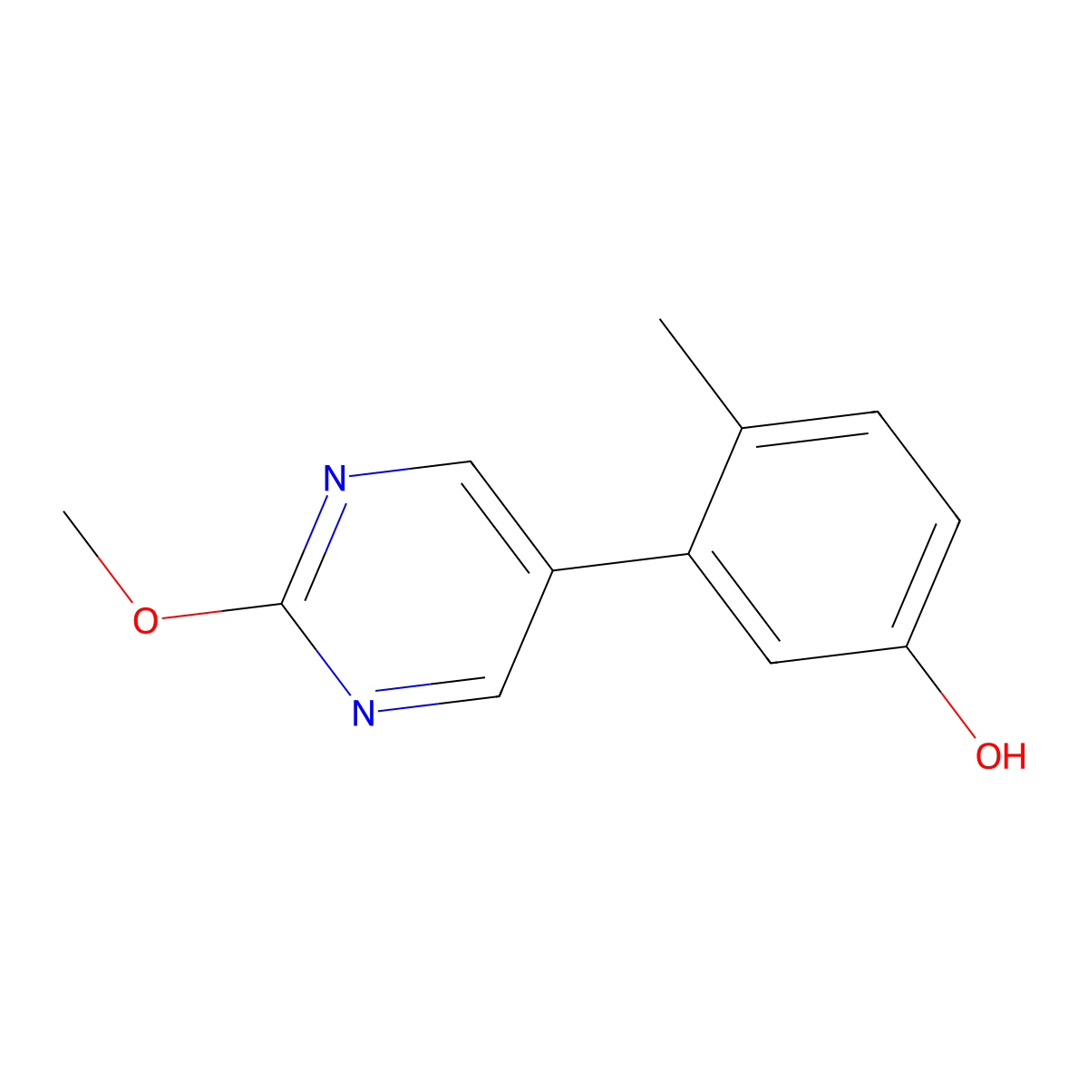 3-(2-Methoxy-5-pyrimidinyl)-4-methylphenol molecular structure, CAS 1858809-09-2