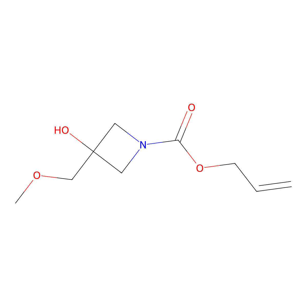 Prop-2-en-1-yl 3-hydroxy-3-(methoxymethyl)azetidine-1-carboxylate molecular structure, CAS 1858830-47-3