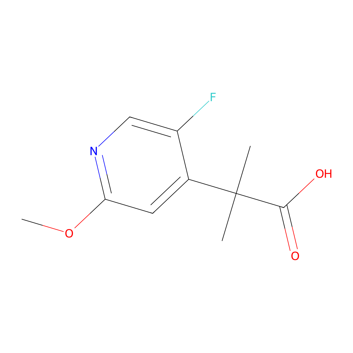 2-(5-Fluoro-2-methoxypyridin-4-yl)-2-methylpropanoic acid molecular structure, CAS 1858870-59-3