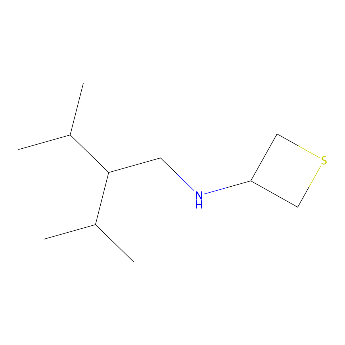 N-(2-Isopropyl-3-methylbutyl)thietan-3-amine molecular structure, CAS 1858872-50-0