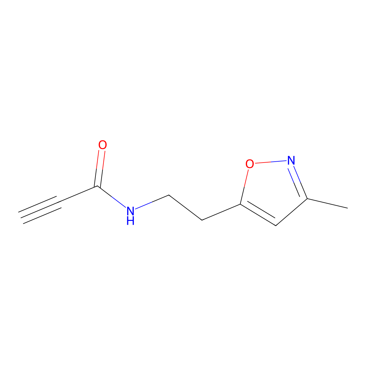 N-[2-(3-methyl-1,2-oxazol-5-yl)ethyl]prop-2-ynamide molecular structure, CAS 1858897-89-8