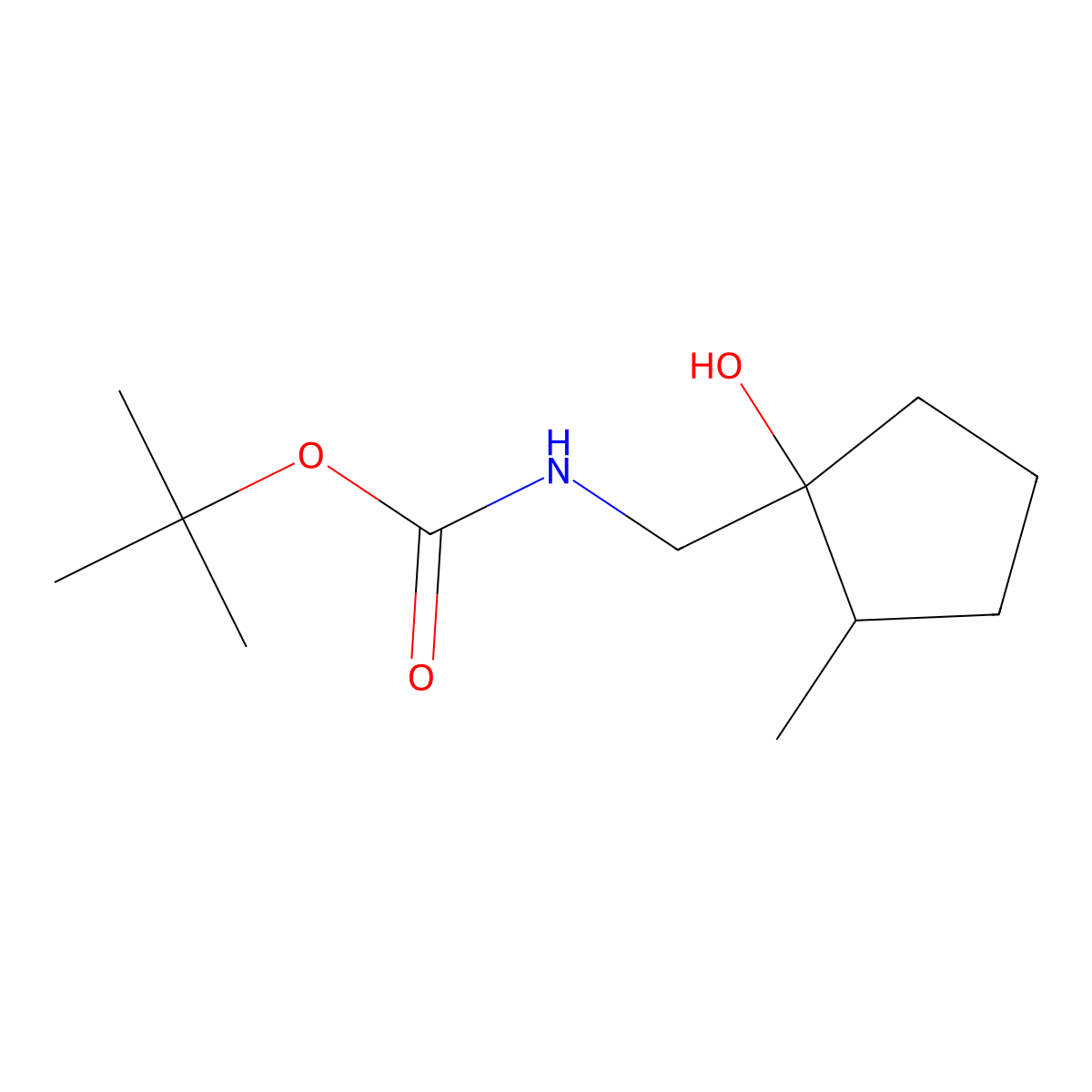 tert-butyl N-[(1-hydroxy-2-methylcyclopentyl)methyl]carbamate molecular structure, CAS 1858923-54-2