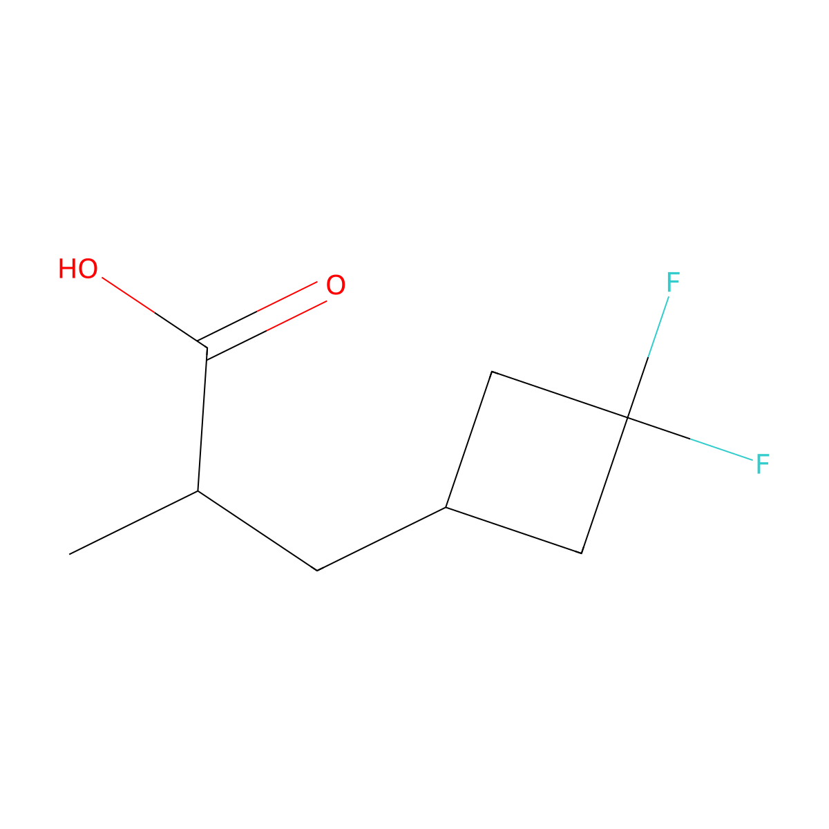 3-(3,3-Difluorocyclobutyl)-2-methylpropanoic acid molecular structure, CAS 1858930-00-3