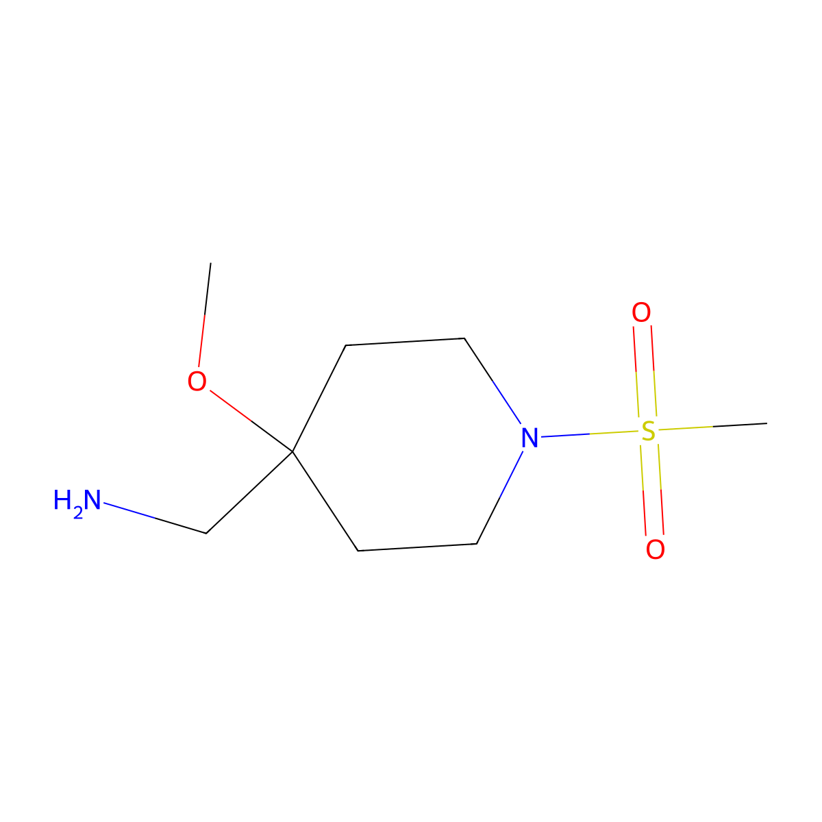 1-(1-Methanesulfonyl-4-methoxypiperidin-4-yl)methanamine molecular structure, CAS 1858935-63-3