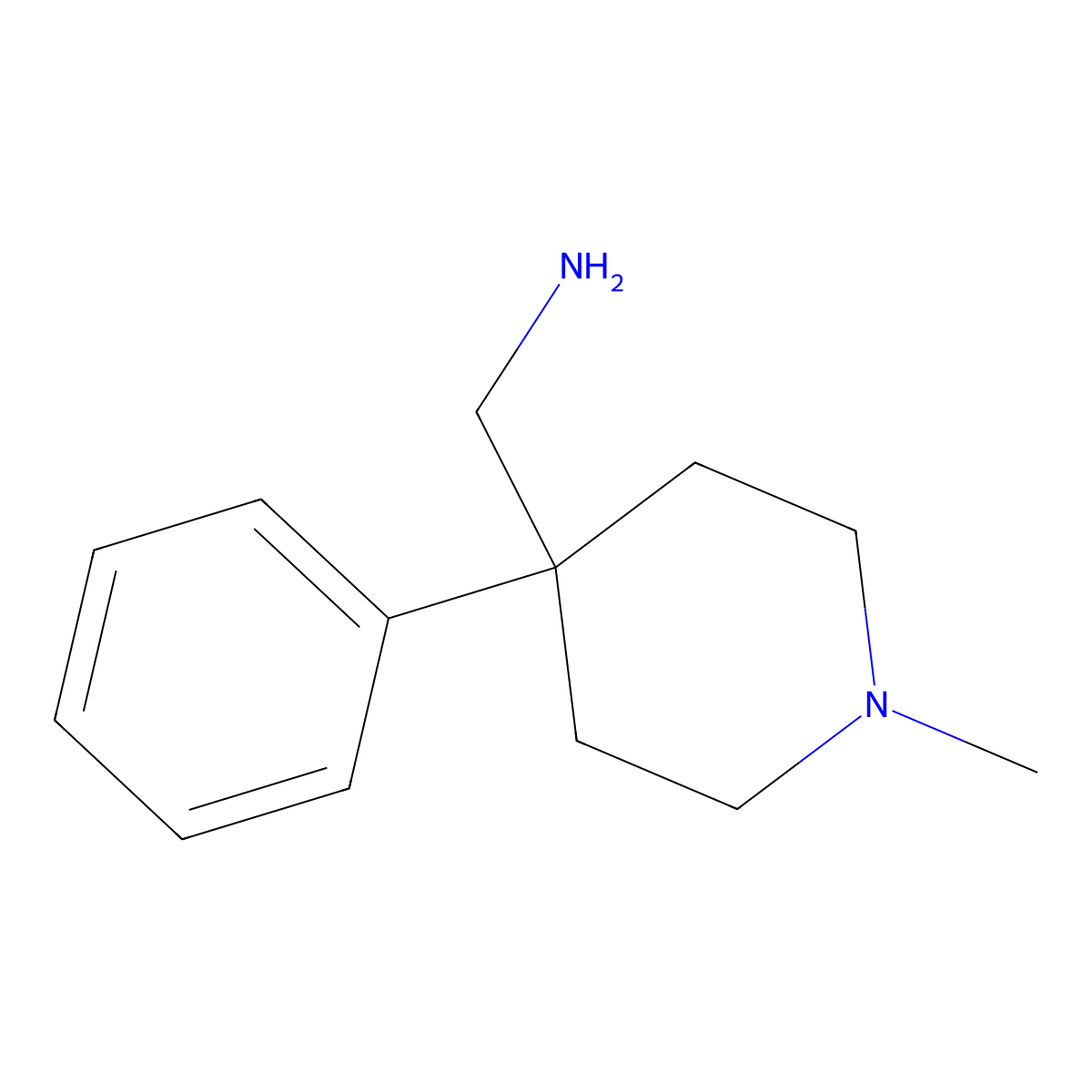 (1-Methyl-4-phenylpiperidin-4-yl)methanamine molecular structure, CAS 1859-37-6