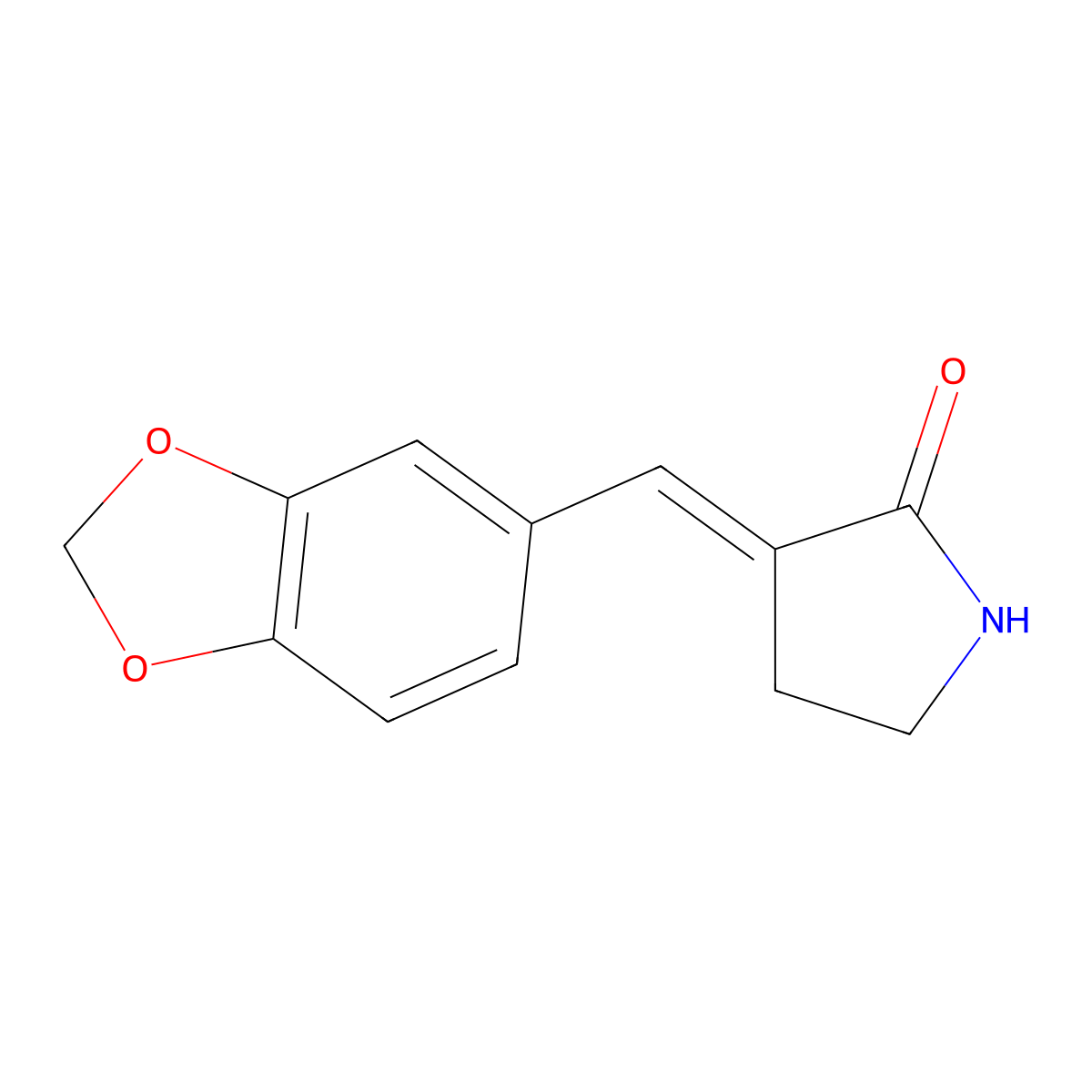 3-(1,3-Benzodioxol-5-ylmethylene)-2-pyrrolidinone molecular structure, CAS 1859-42-3