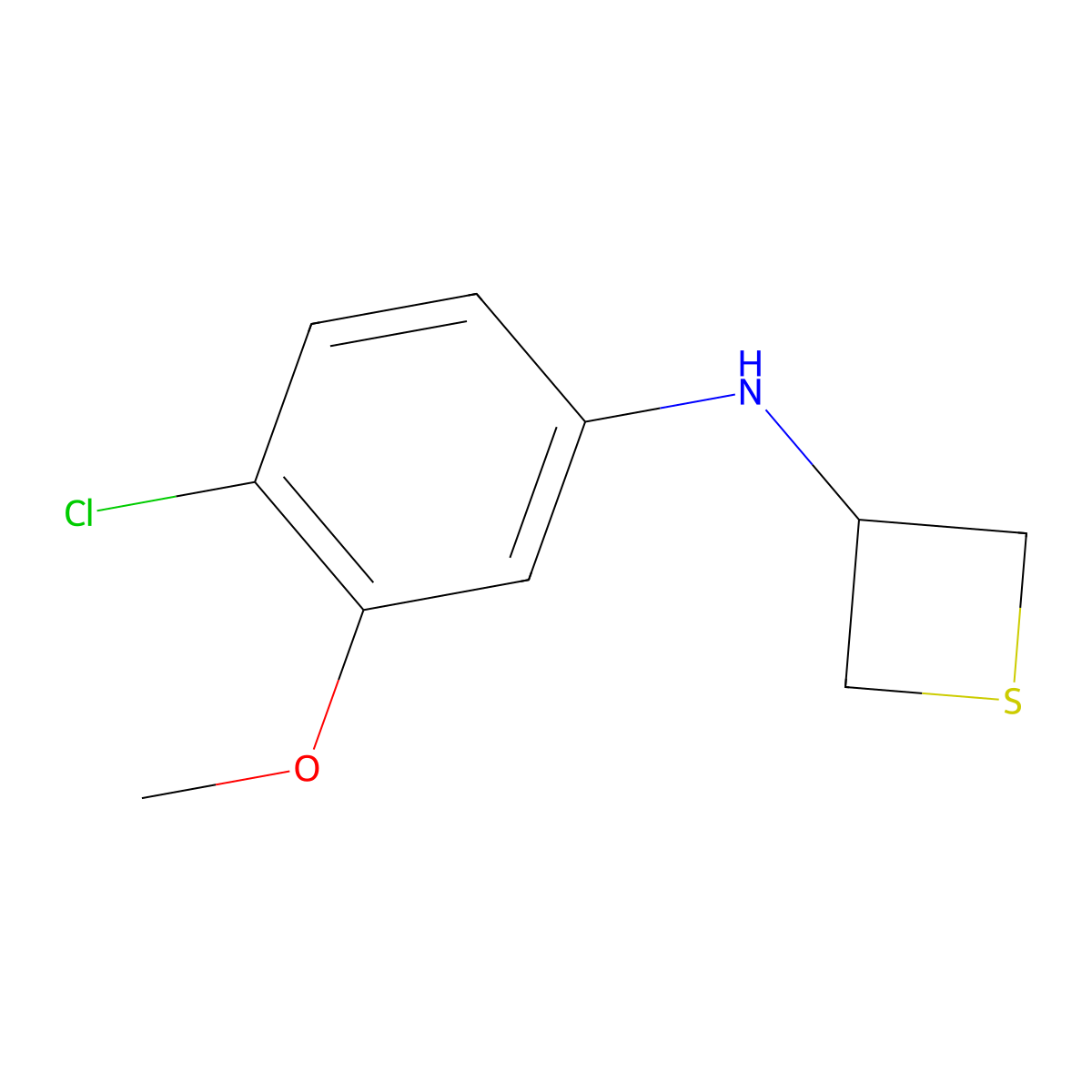N-(4-Chloro-3-methoxyphenyl)thietan-3-amine molecular structure, CAS 1859016-06-0